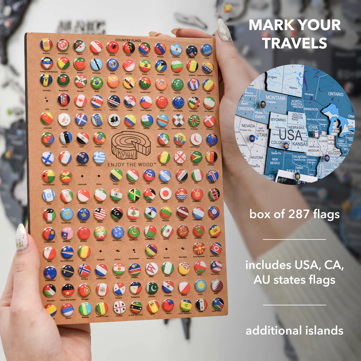 3D Wooden World Map Aqua - Image 17