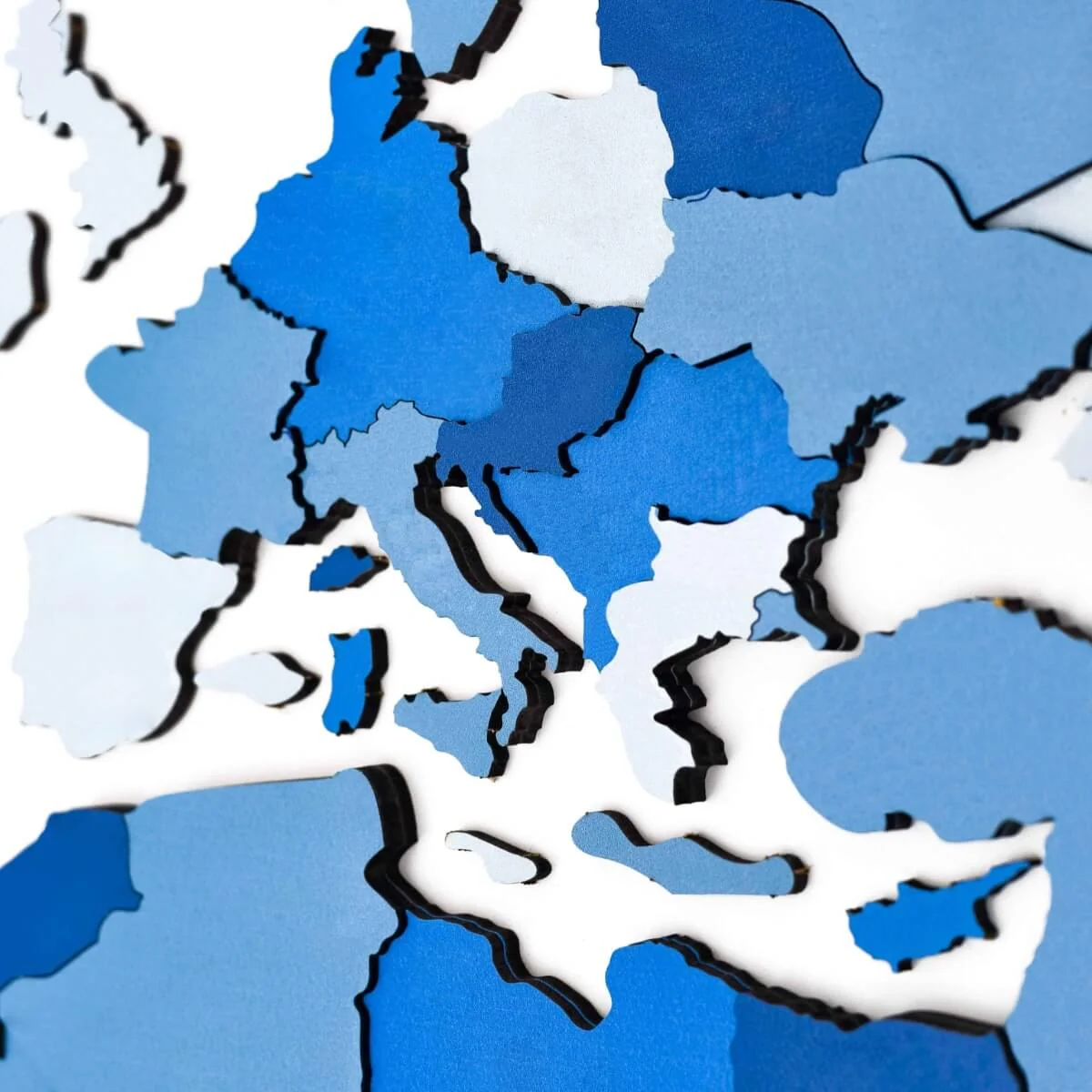 3D Wooden World Map Azure - Image 4