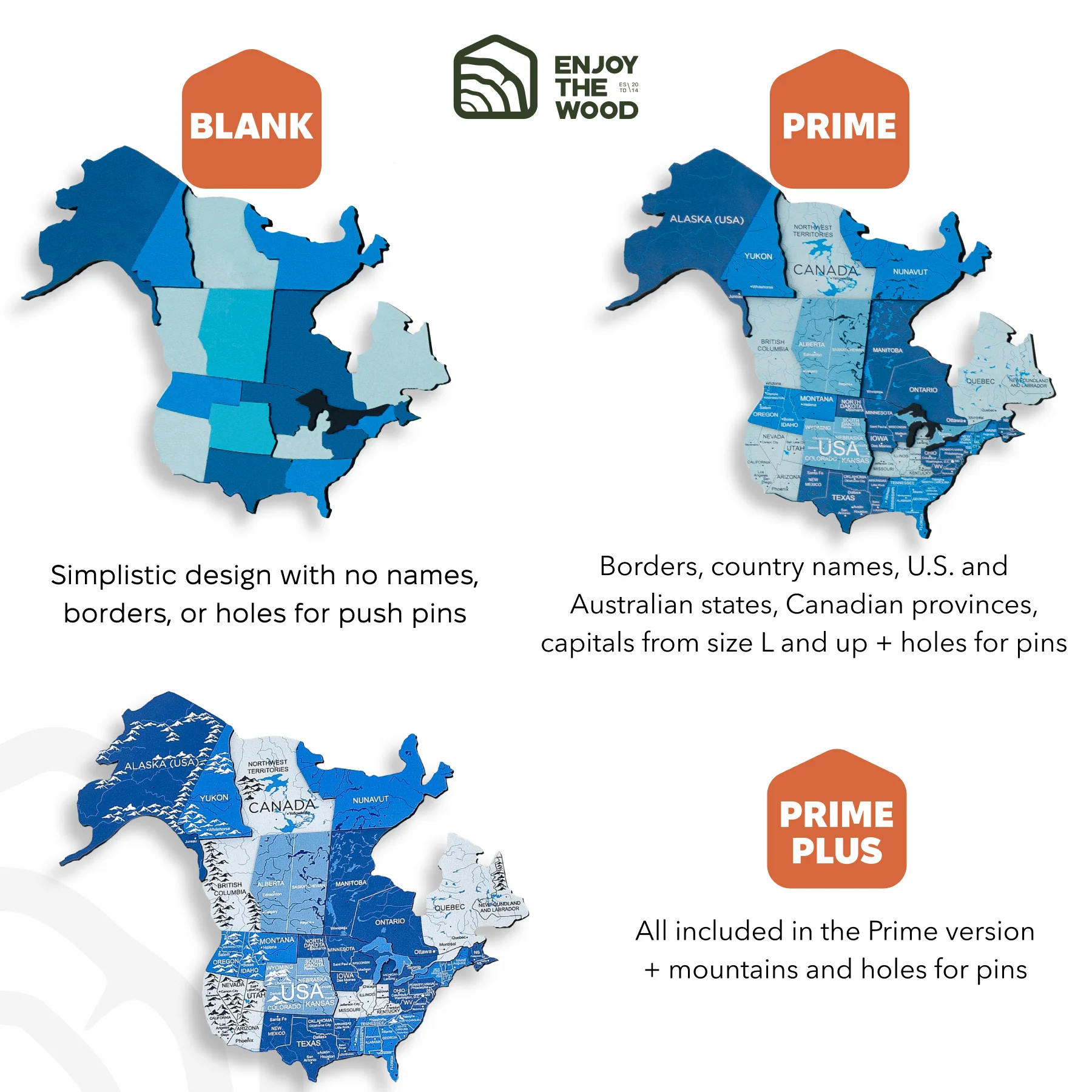 3D Wooden World Map Azure - Image 9