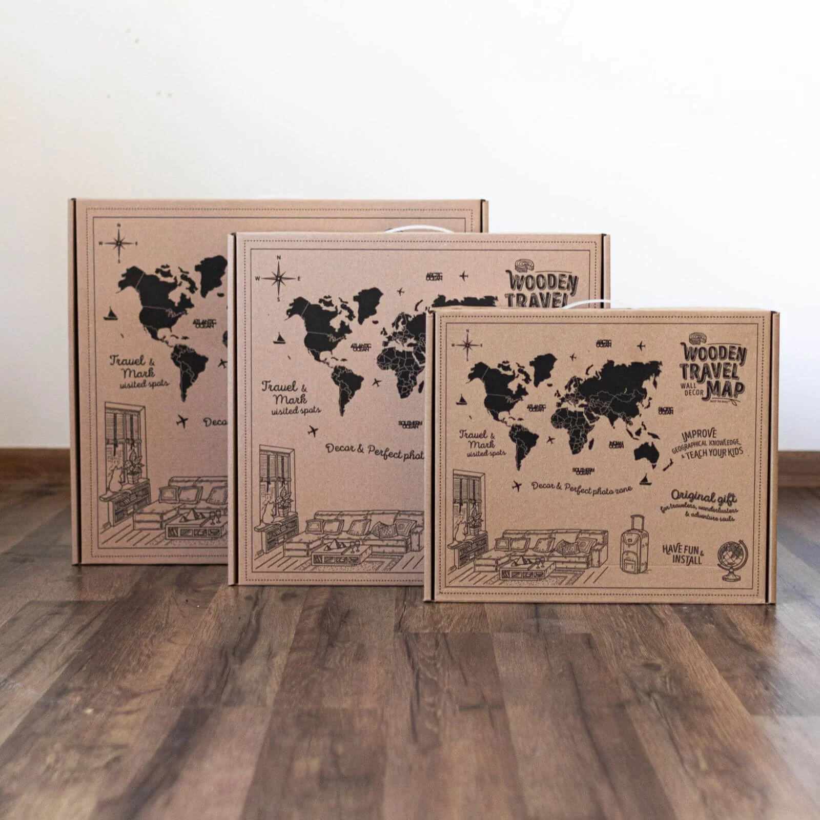 3D Wooden World Map Concrete - Image 14
