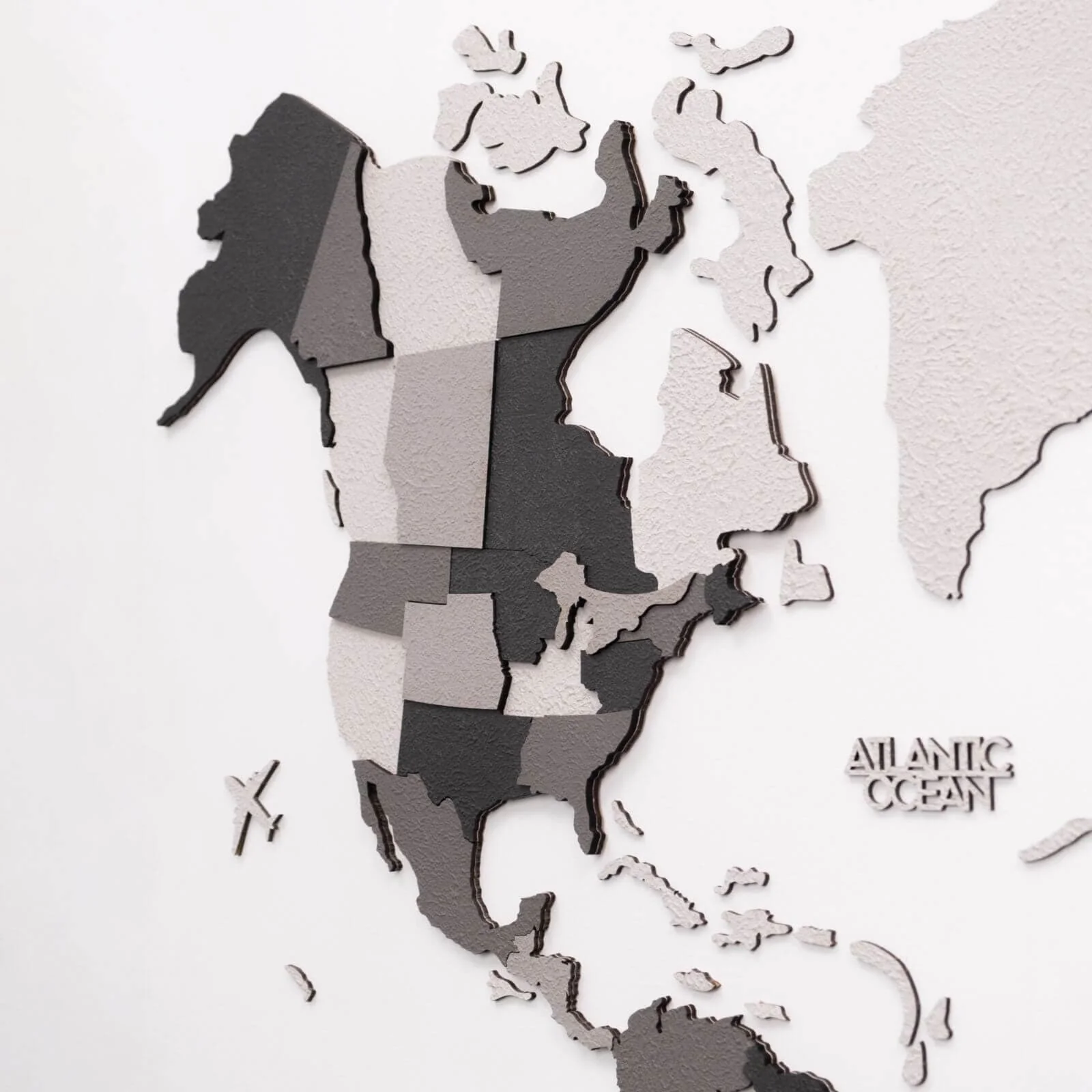 3D Wooden World Map Concrete - Image 6