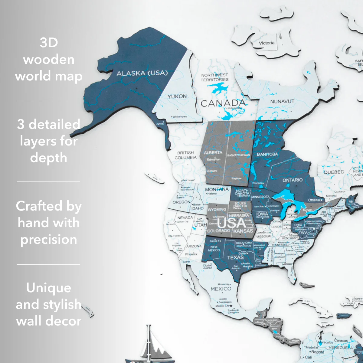3D Wooden World Map Cruise - Image 15