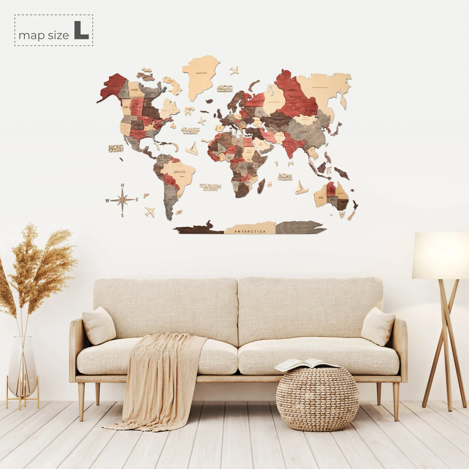 3D Wooden World Map Fusion - Image 9
