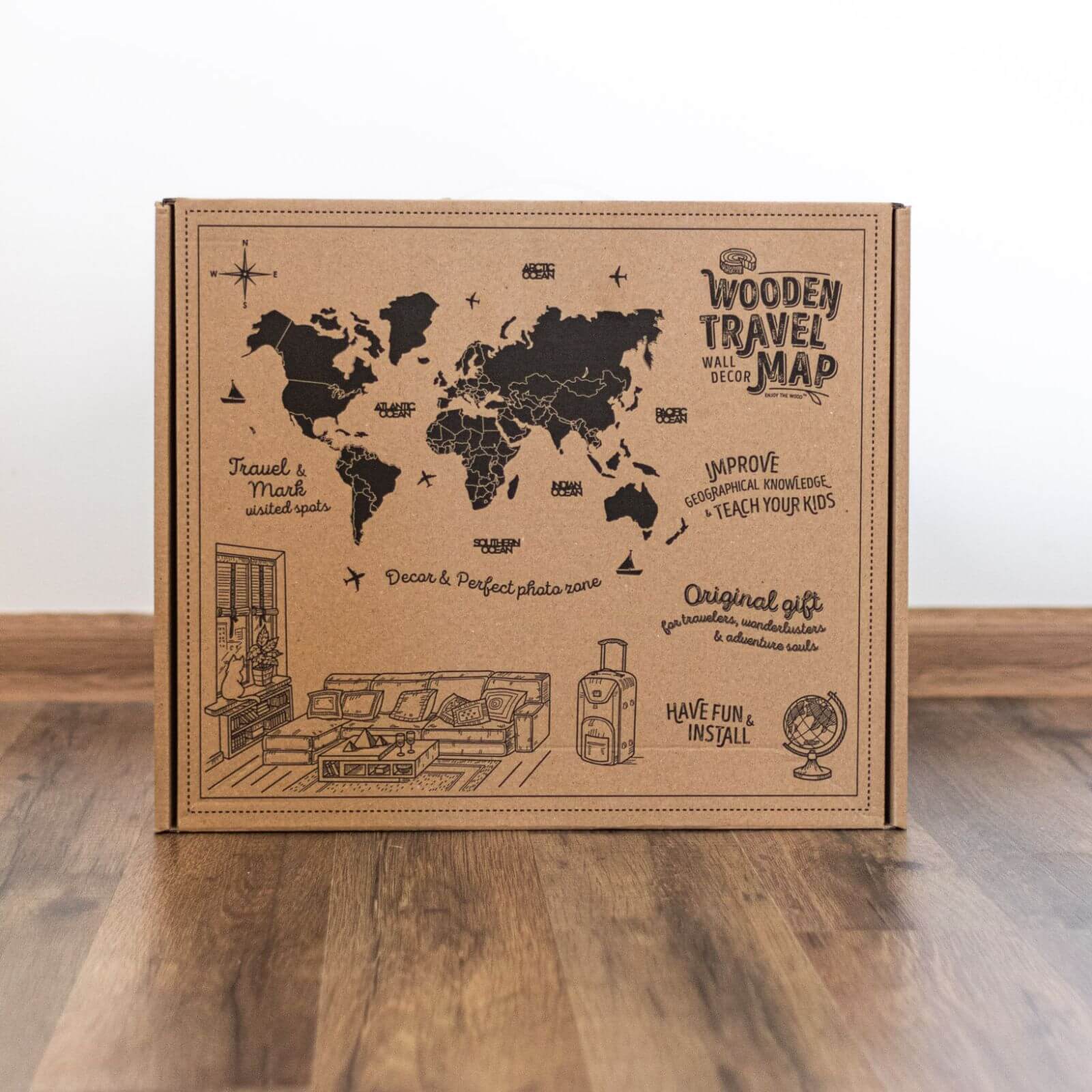 3D Wooden World Map Nordik - Image 17