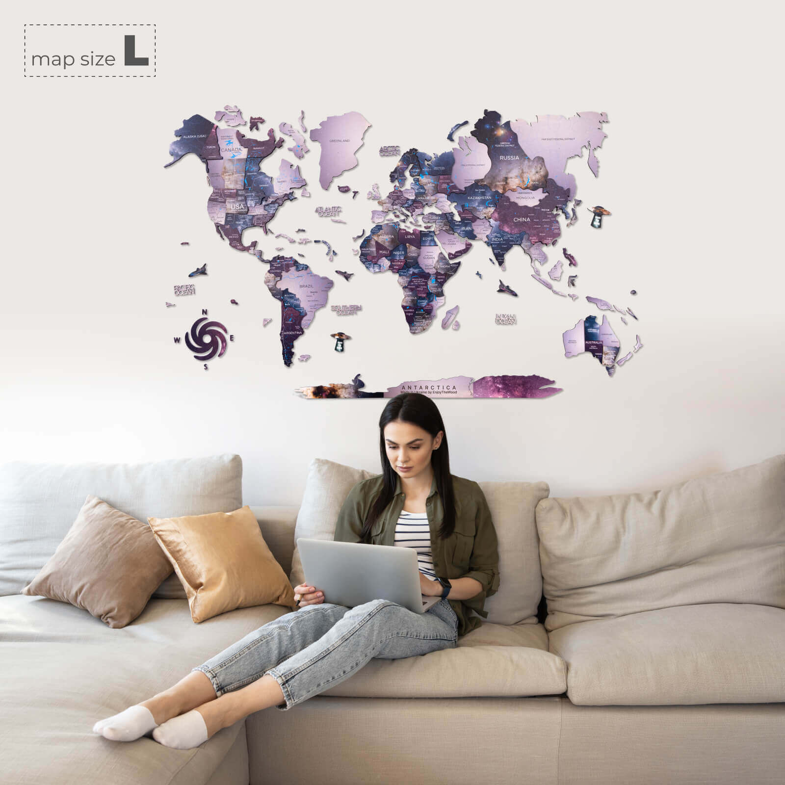 3D Wooden World Map Sirius - Image 9