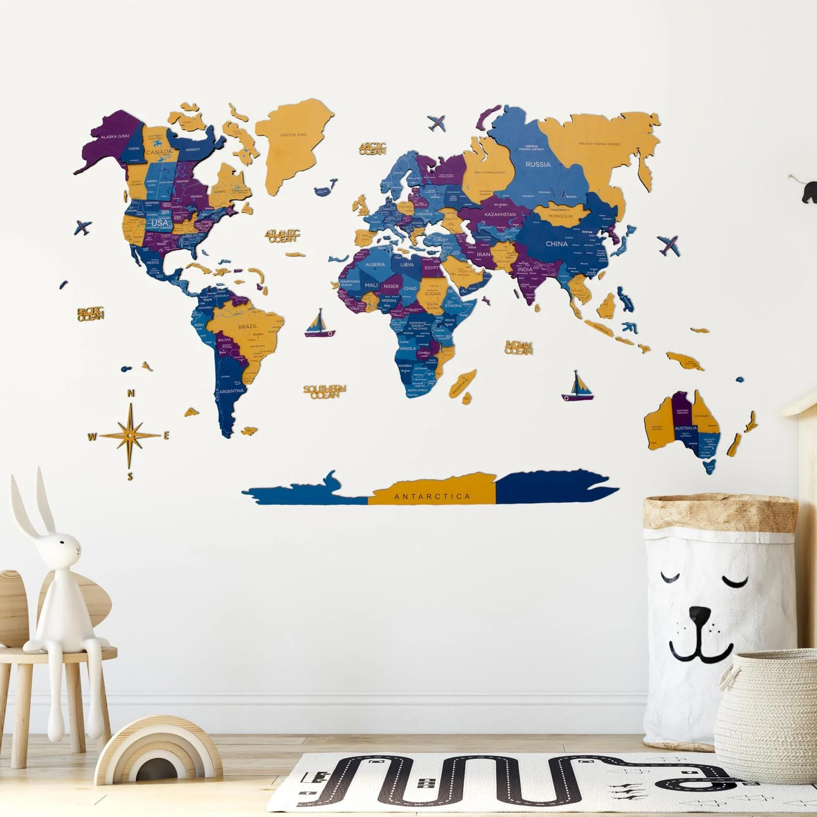 3D Wooden World Map Waterpark - Image 6