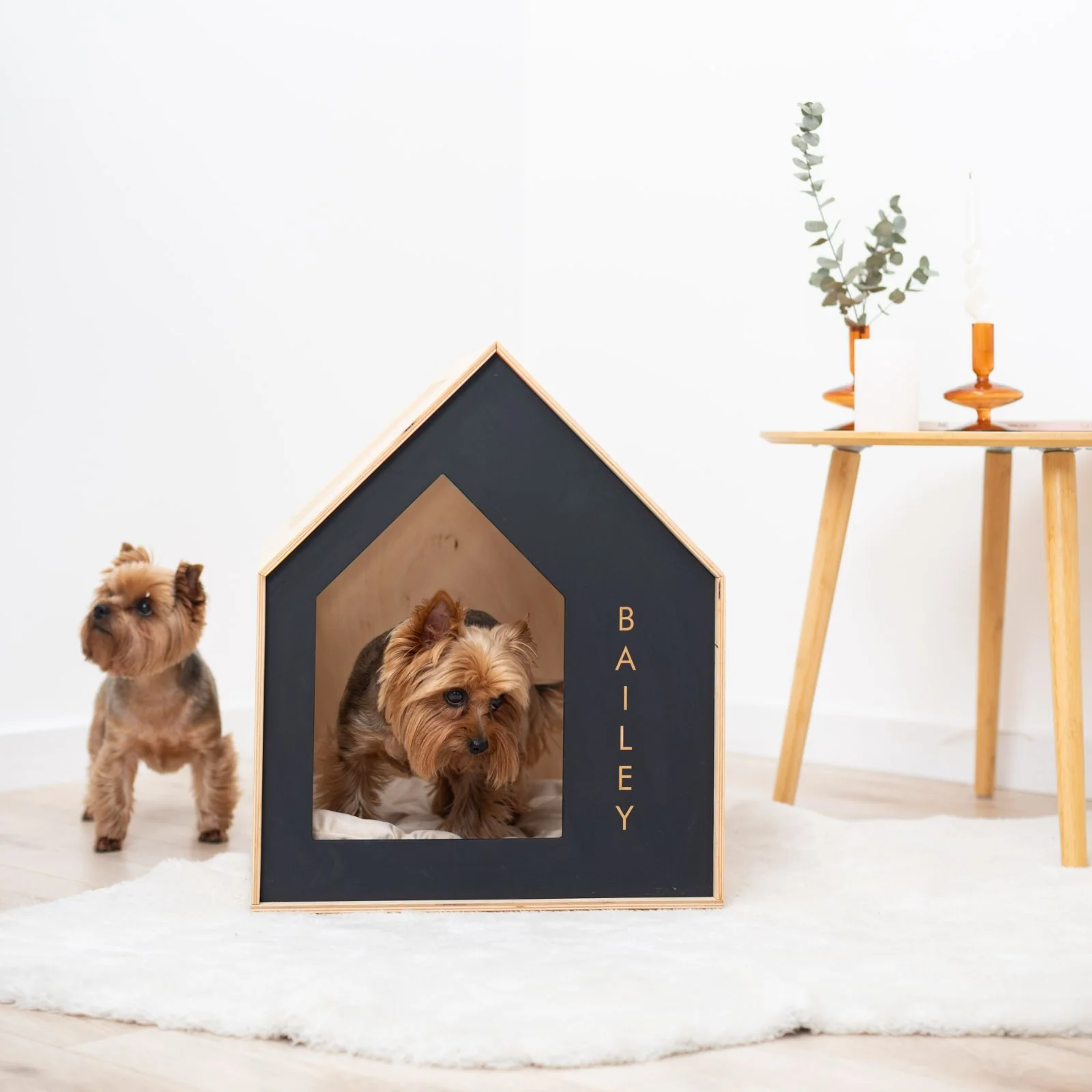 Booth-Style Wooden Dog House - Black - Image 3