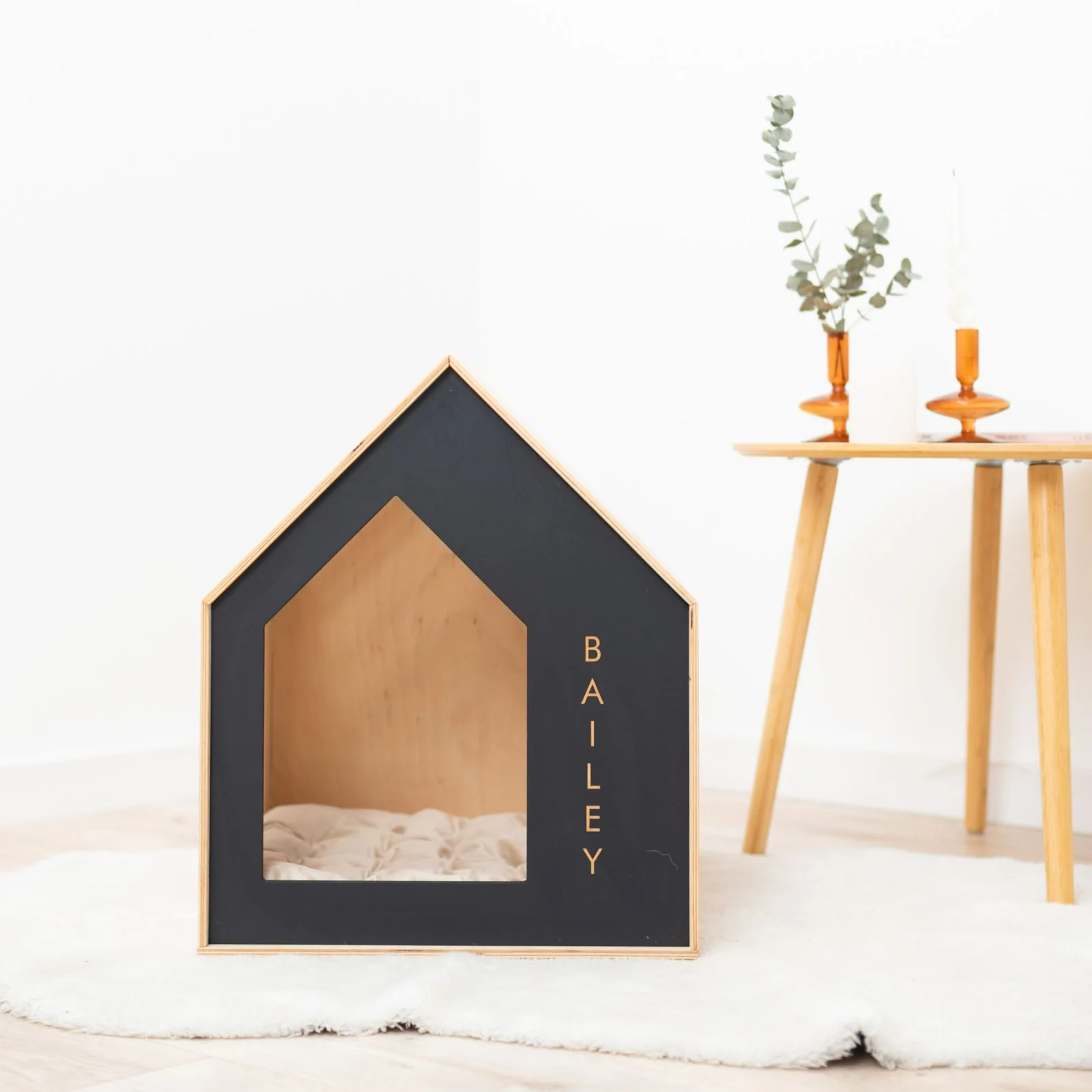 Booth-Style Wooden Dog House - Black - Image 4