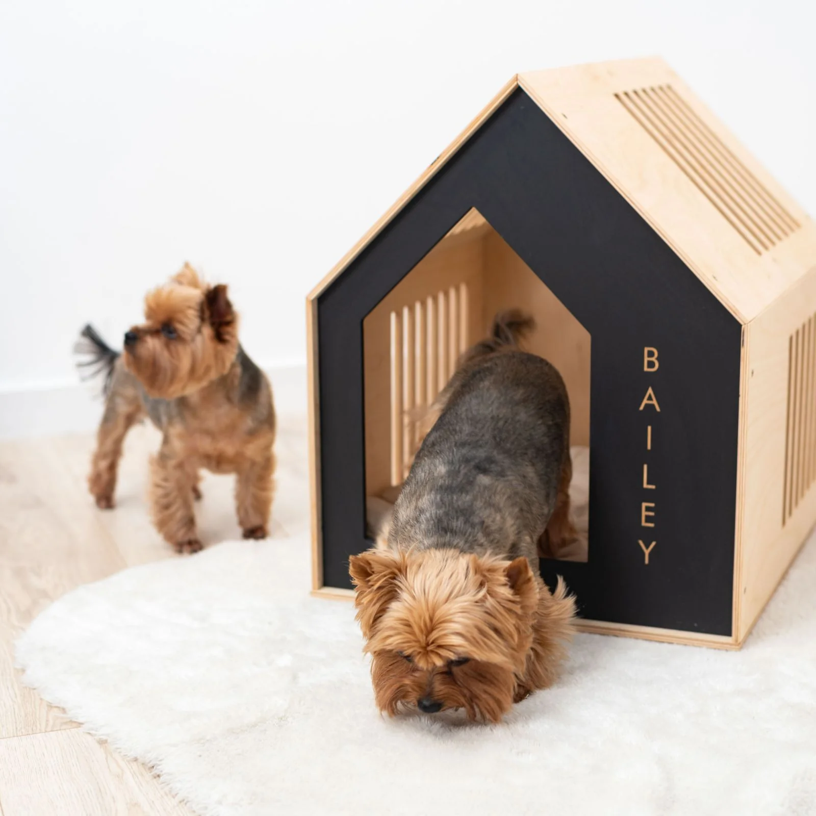 Booth-Style Wooden Dog House - Black - Image 5