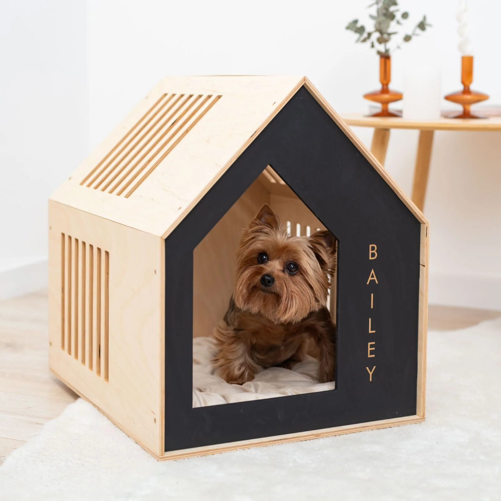 Booth-Style Wooden Dog House - Black - Image 6