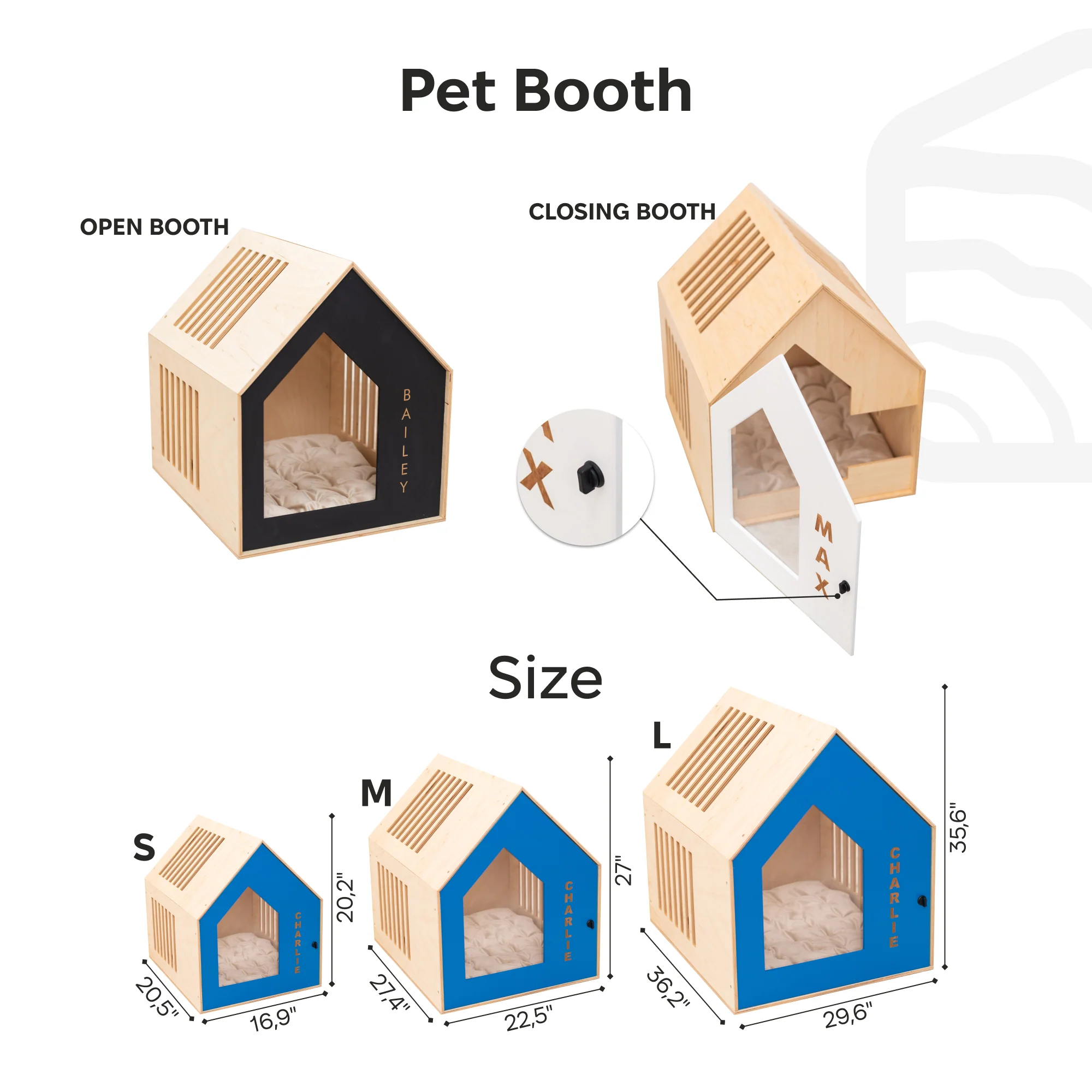Booth-Style Wooden Dog House - Black - Image 7