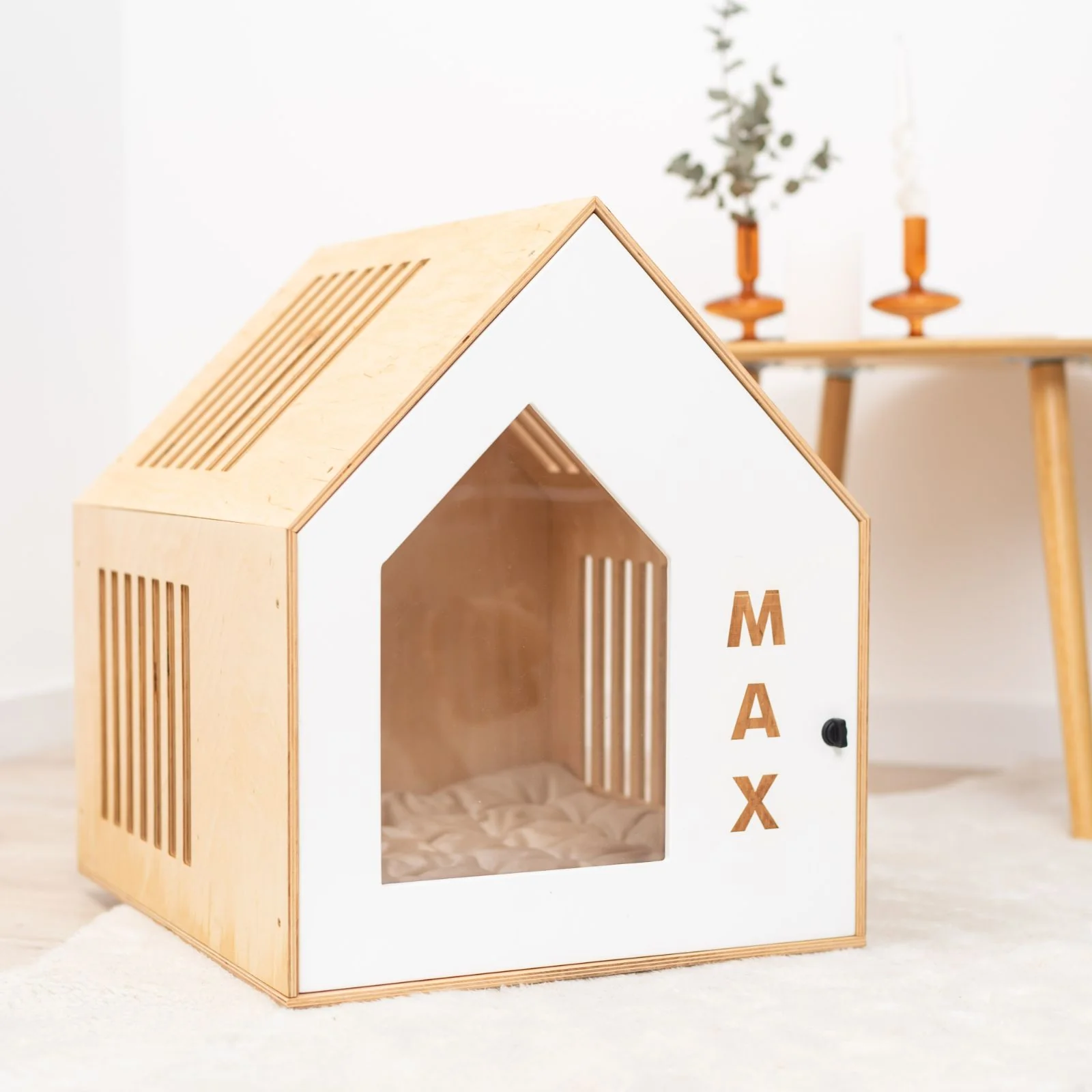 Booth-Style Wooden Dog House - White - Image 5
