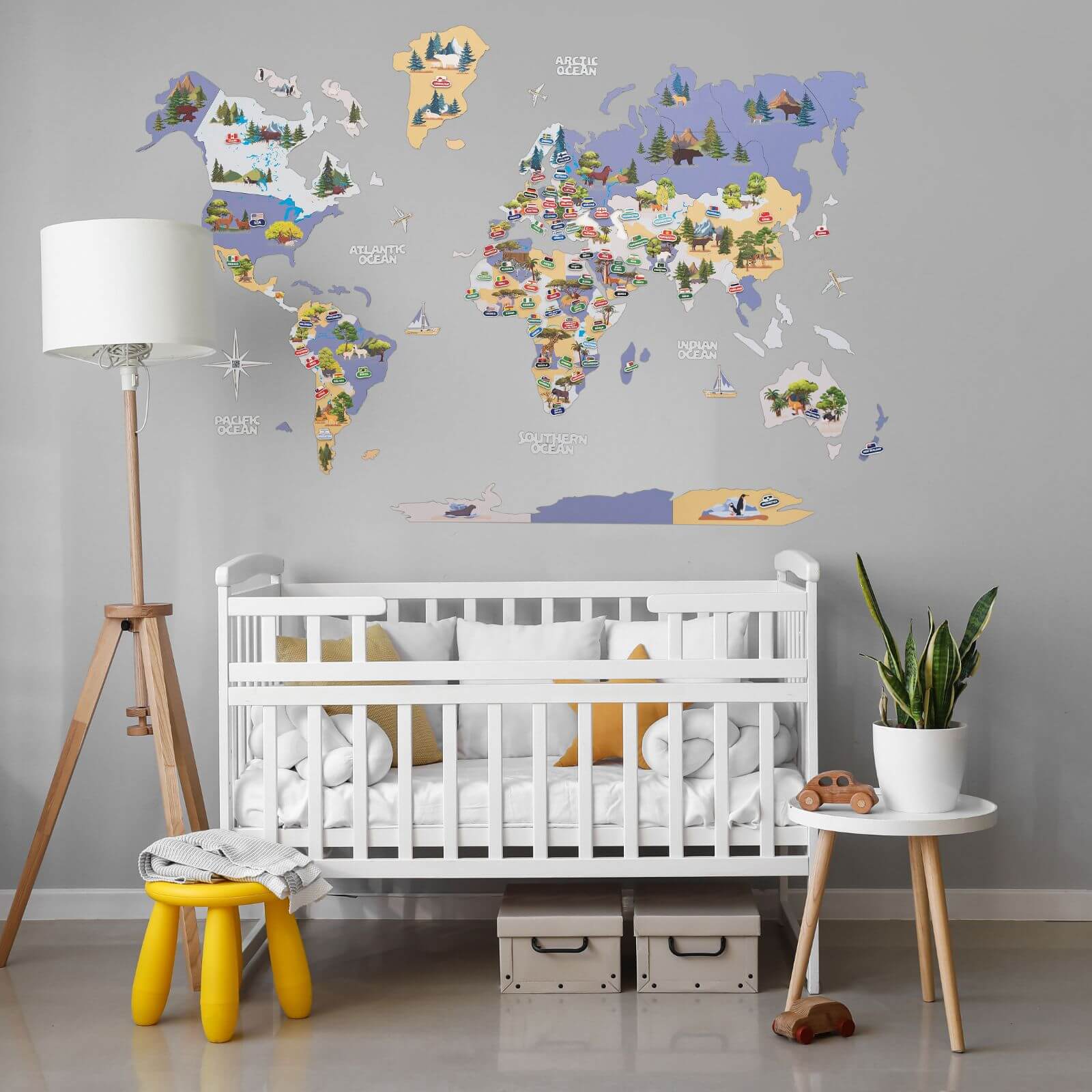 Kids World Map Khaki - Image 7