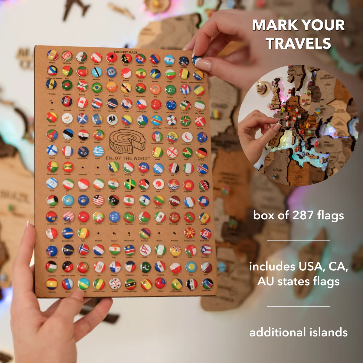 3D LED Wooden World Map 2.0 (with acrylic background) - Image 11