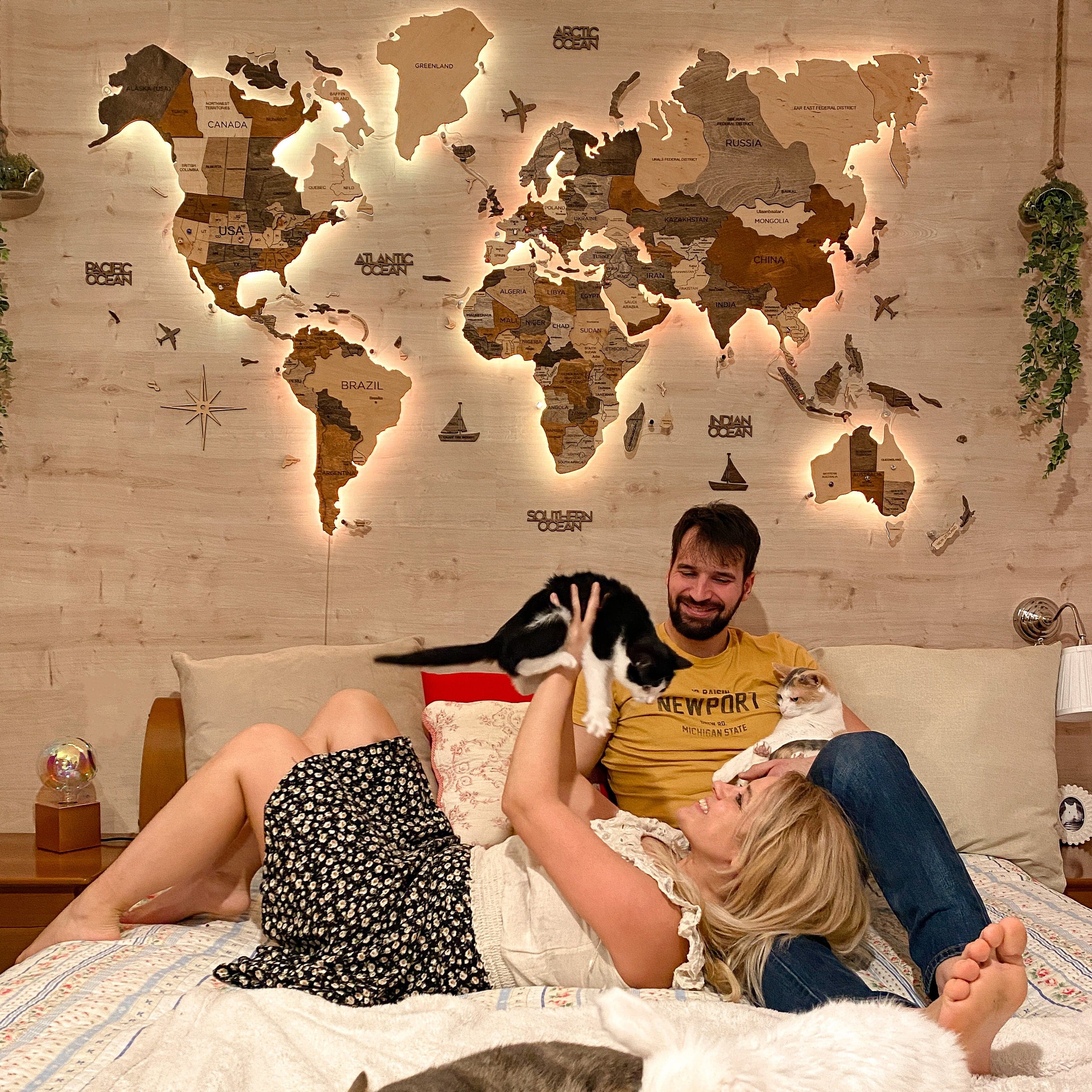 3D LED Wooden World Map 2.0 (with acrylic background) - Image 9