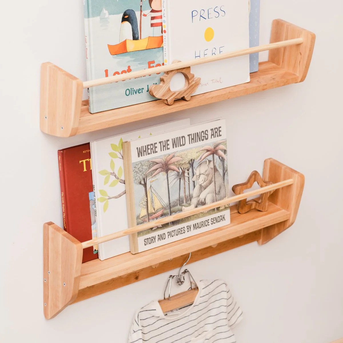 Nursery Wall Shelf with Hooks - Image 4