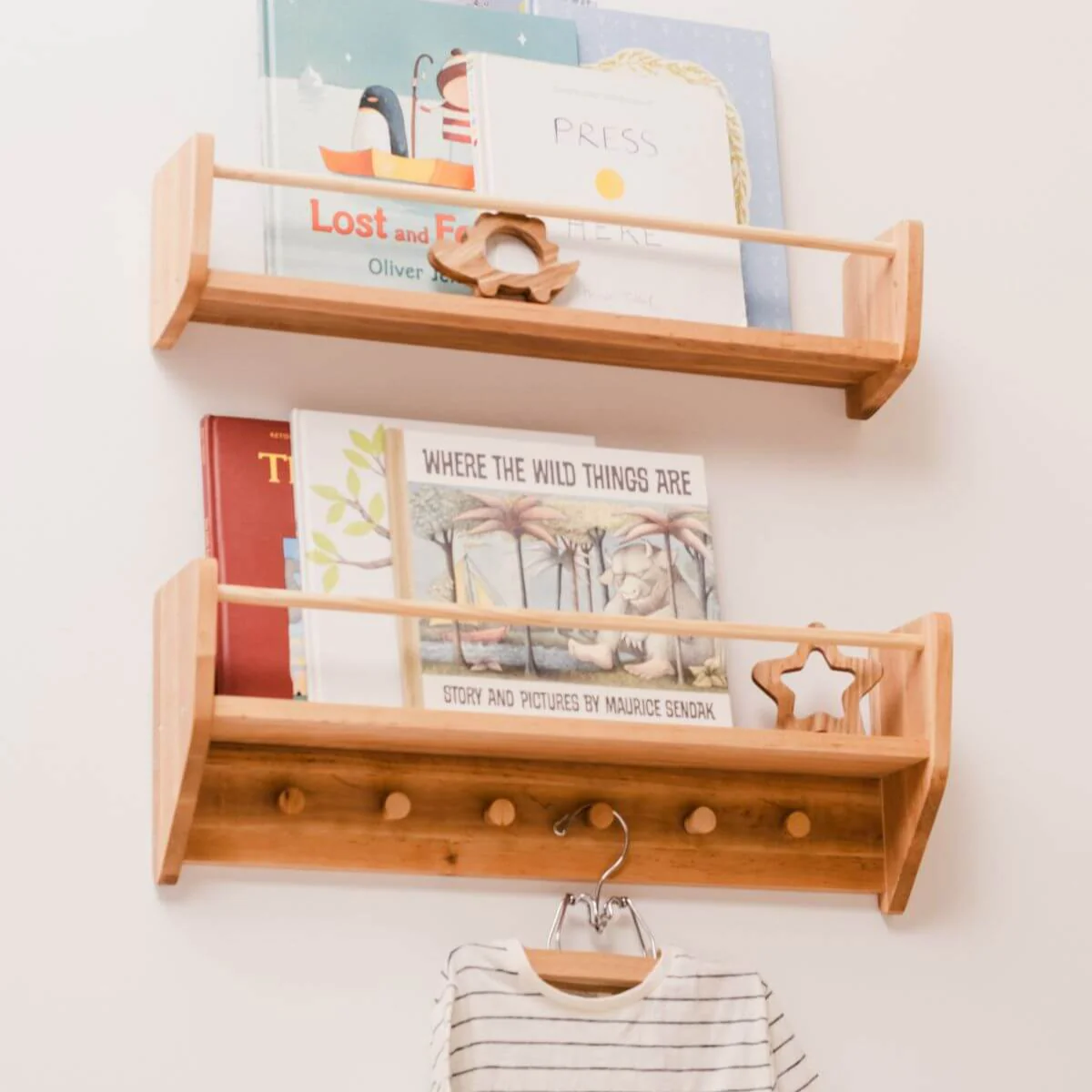 Nursery Wall Shelf with Hooks - Image 6