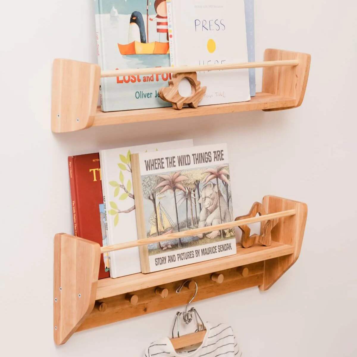 Nursery Wall Shelf with Hooks - Image 7