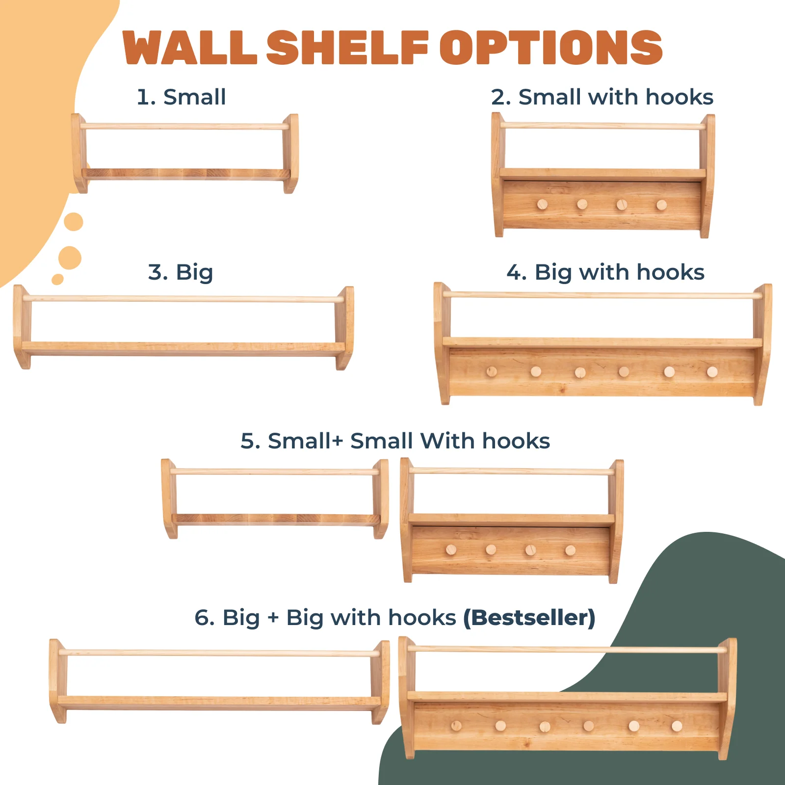 Nursery Wall Shelf with Hooks - Image 9