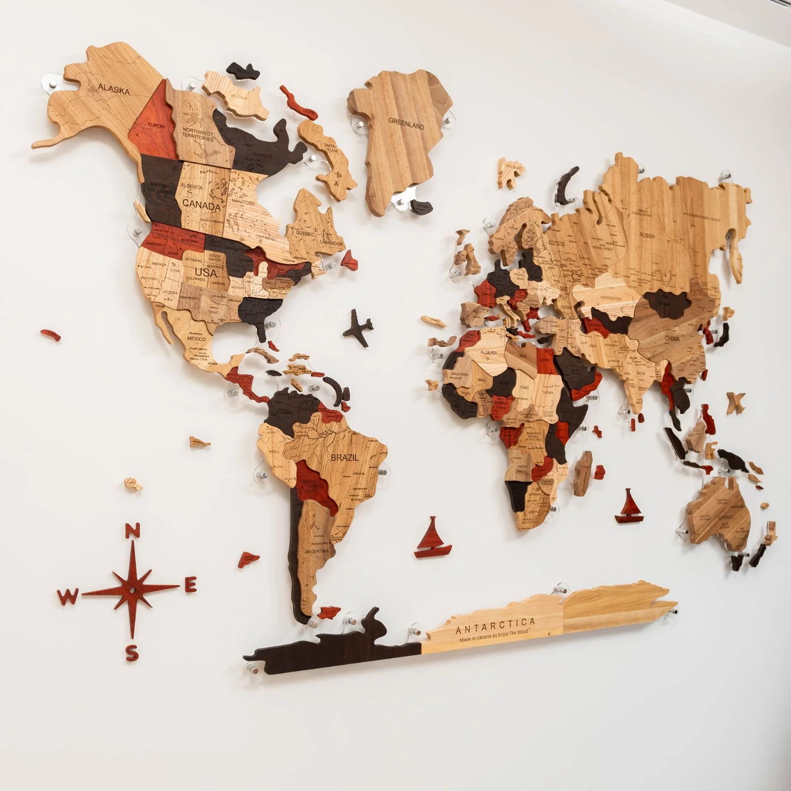 3D Solid Wooden World Map - Image 11