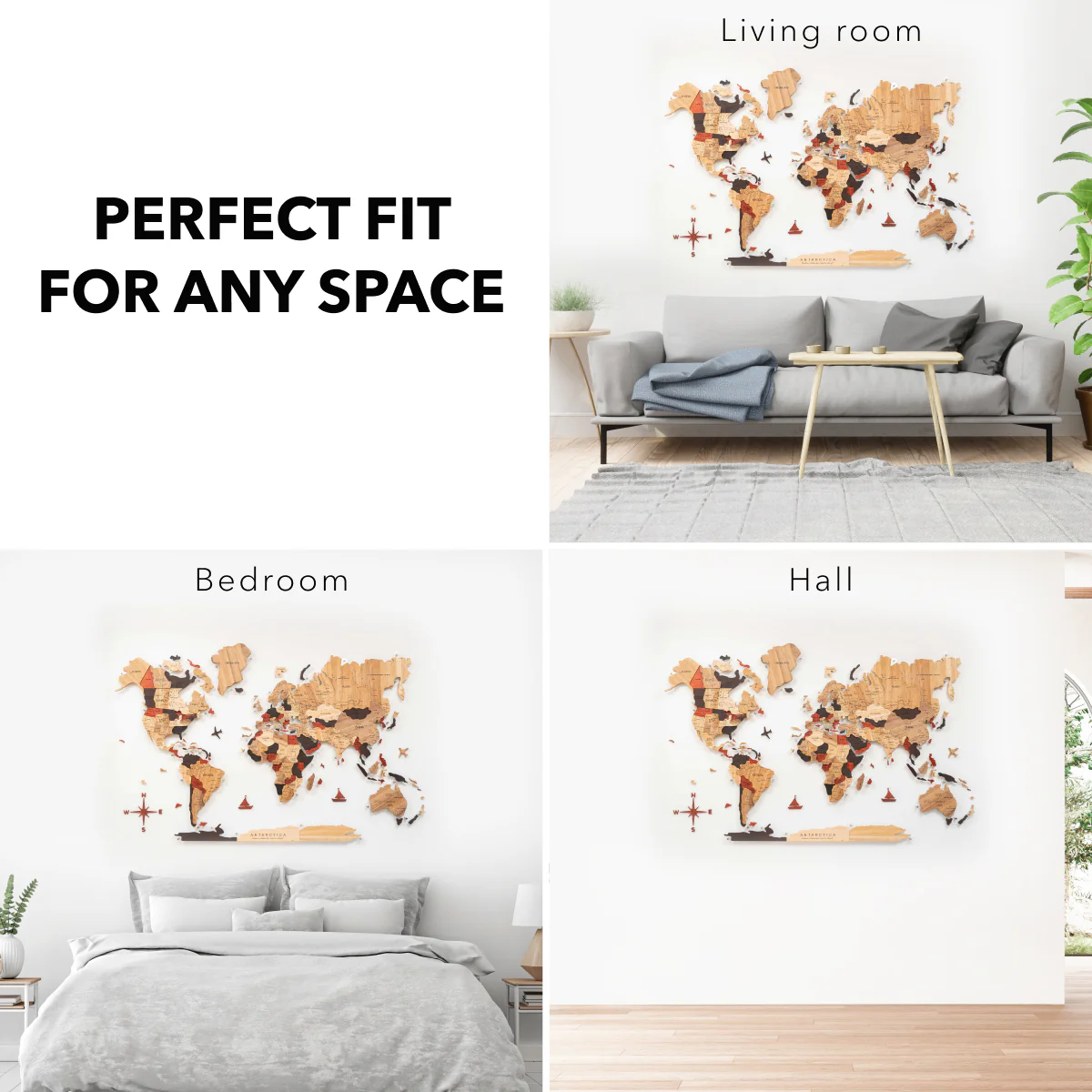 3D Solid Wooden World Map - Image 20