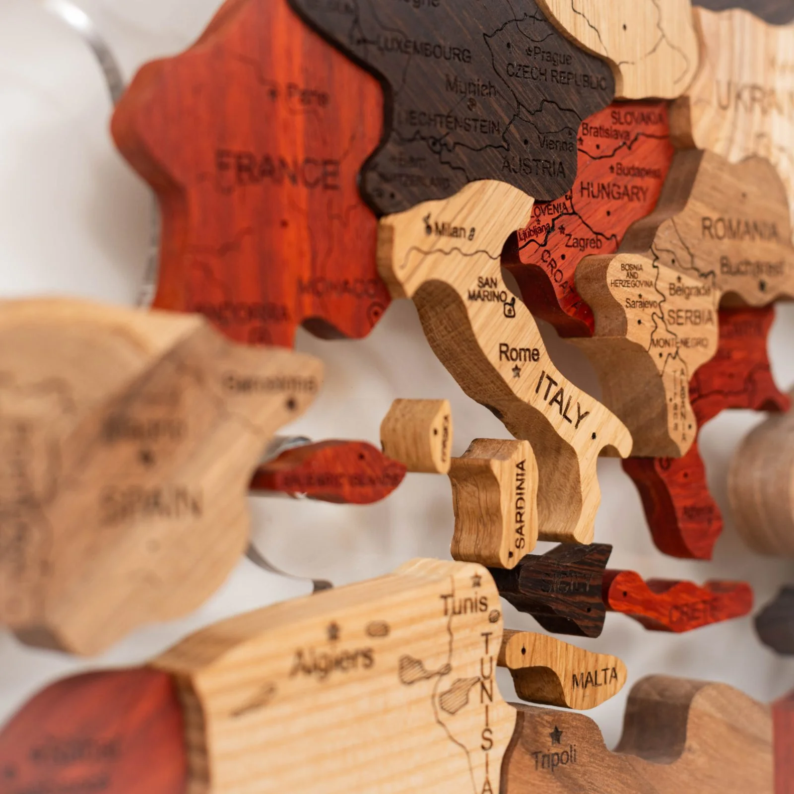 3D Solid Wooden World Map - Image 6