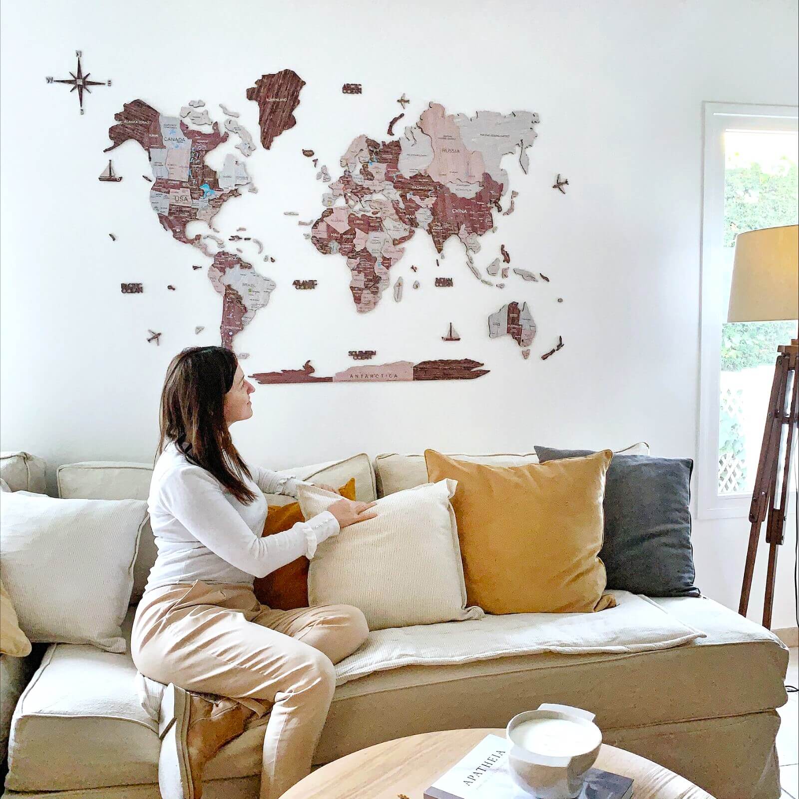 3D Wooden World Map Cappuccino - Image 10