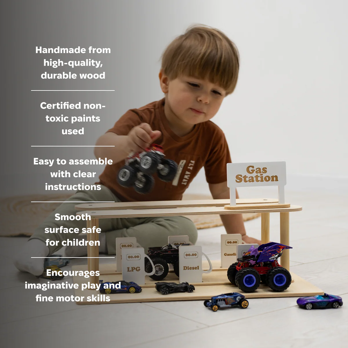 Wooden Gas Station Toy - Image 11