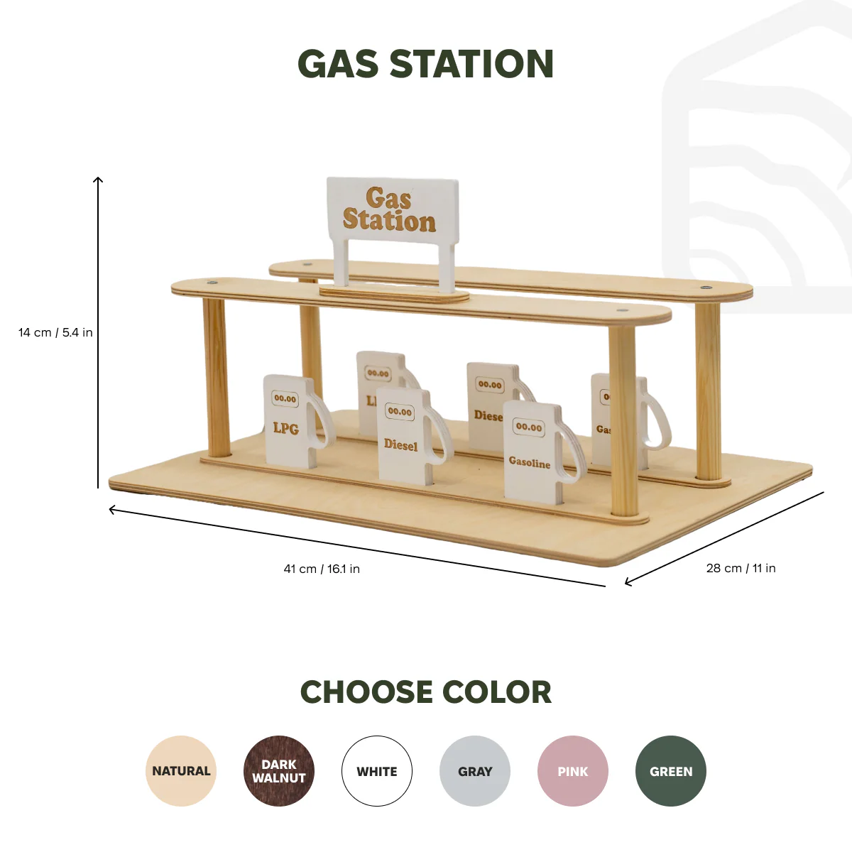 Wooden Gas Station Toy - Image 8