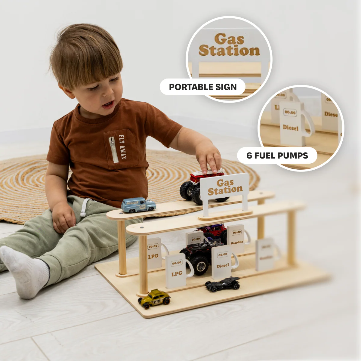 Wooden Gas Station Toy - Image 9