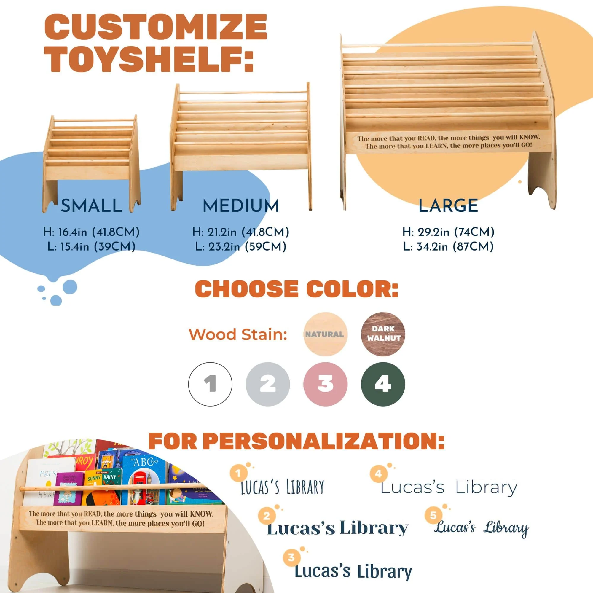 Wooden Montessori Bookshelf Natural - Image 10