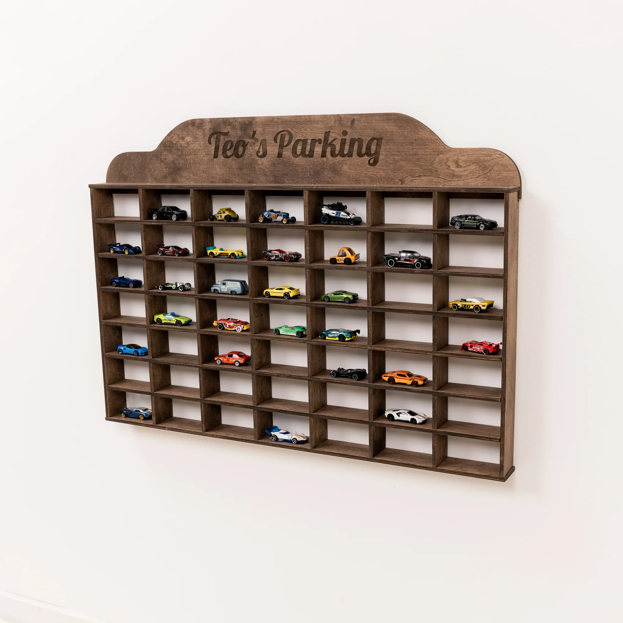 Wooden Wall-Mounted Toy Car Garage - Dark Walnut - Image 4