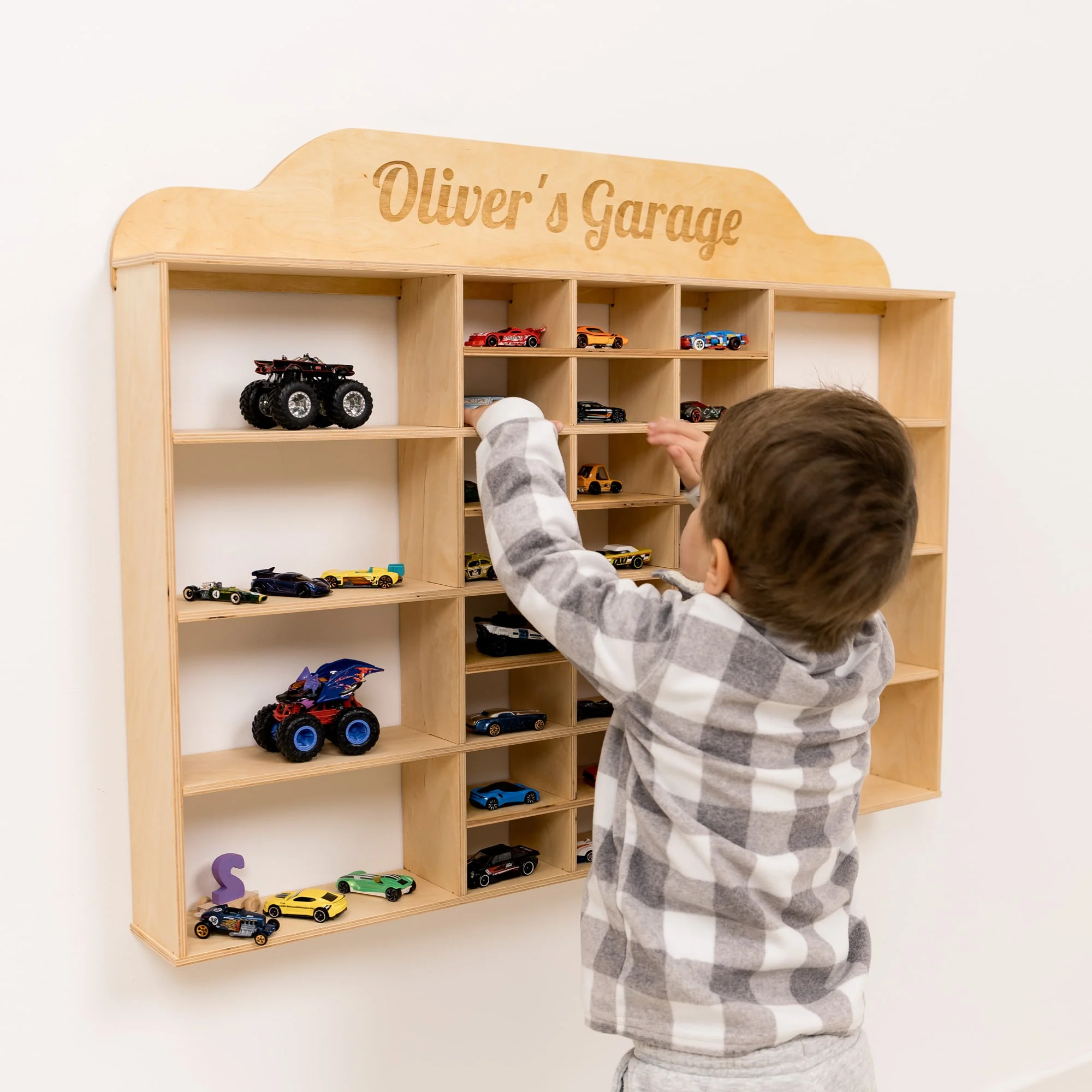 Wooden Wall-Mounted Toy Car Garage - Light - Image 3