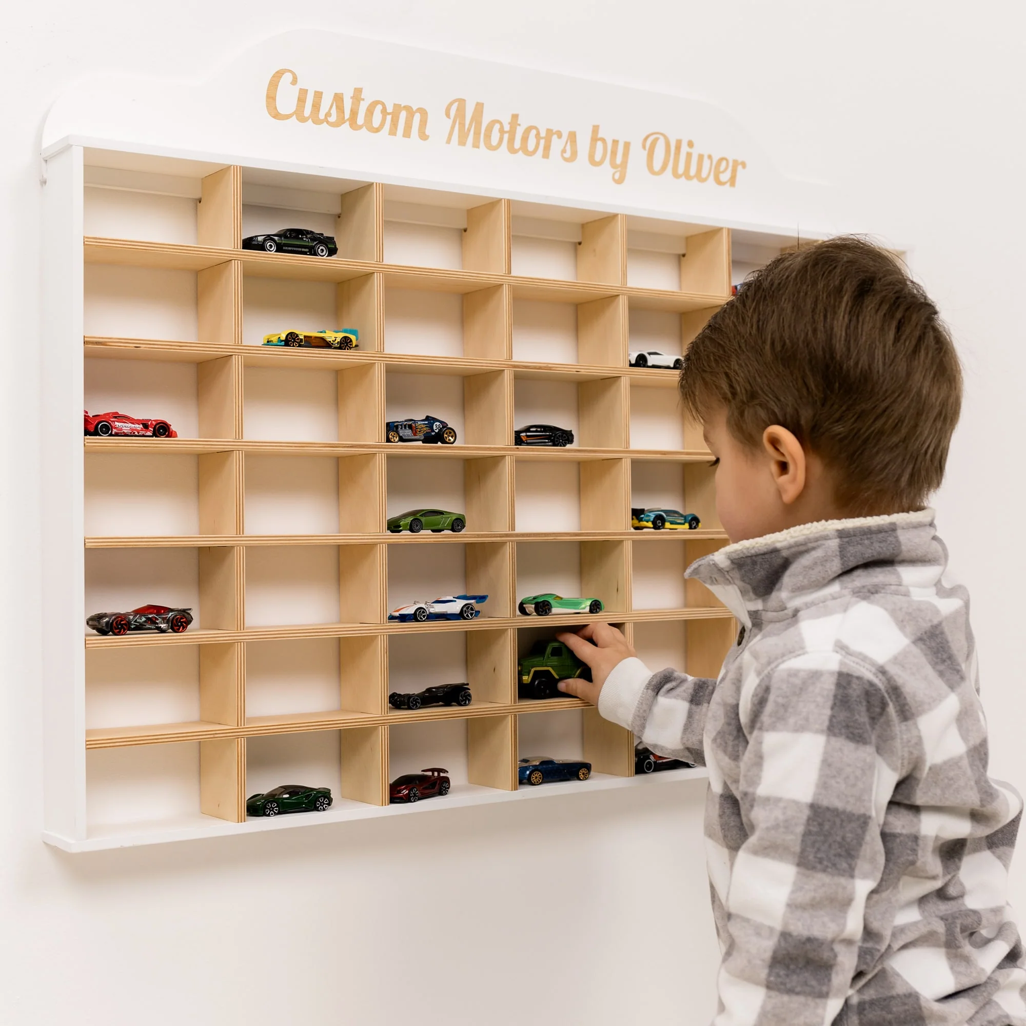 Wooden Wall-Mounted Toy Car Garage - White - Image 6