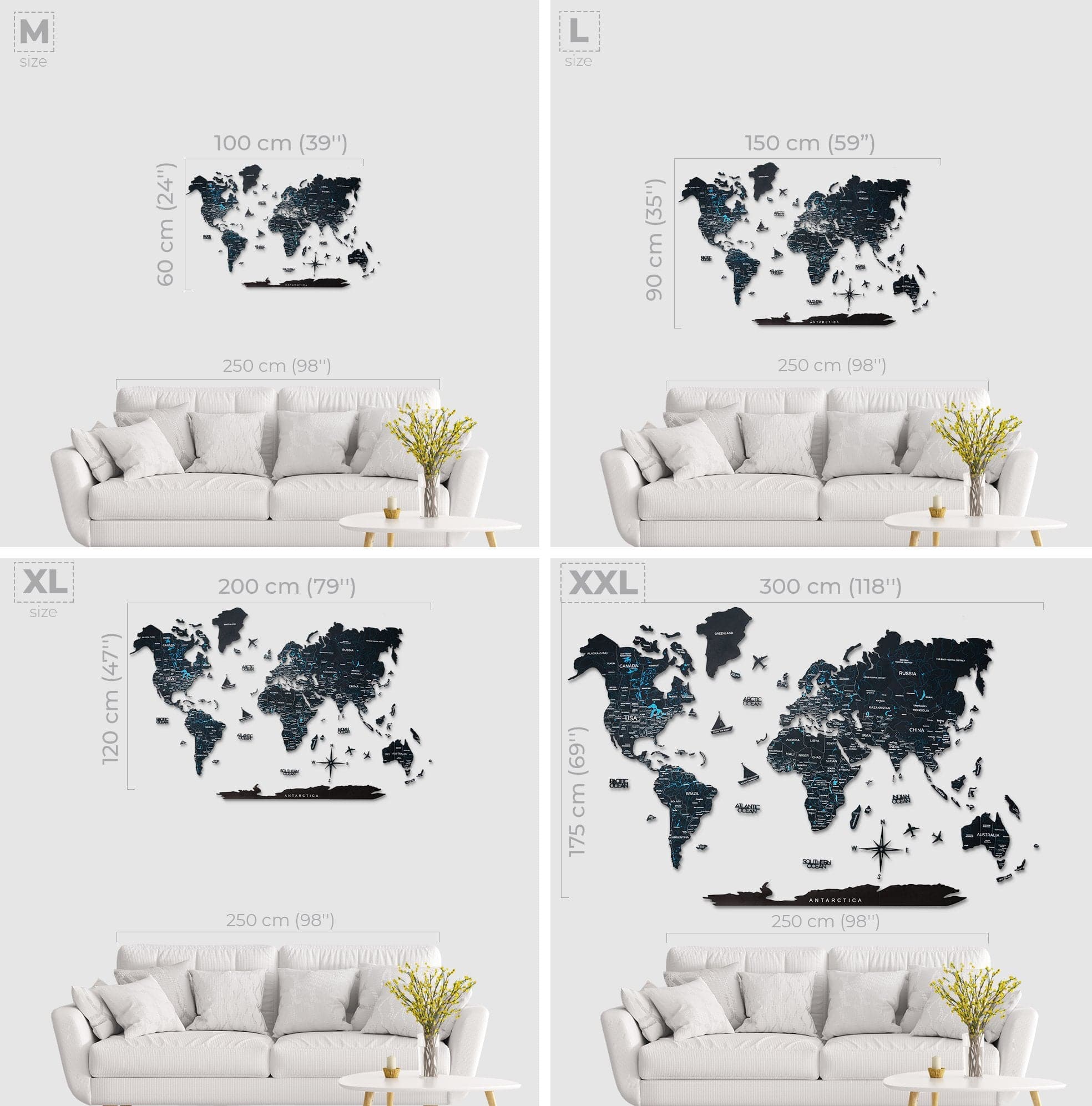 Wooden World Map Black - Image 4
