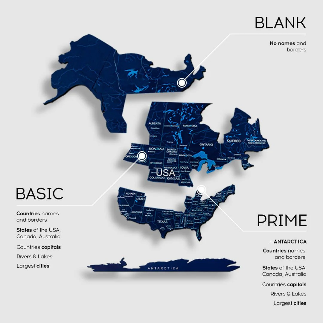 Wooden World Map Navy Blue - Image 5