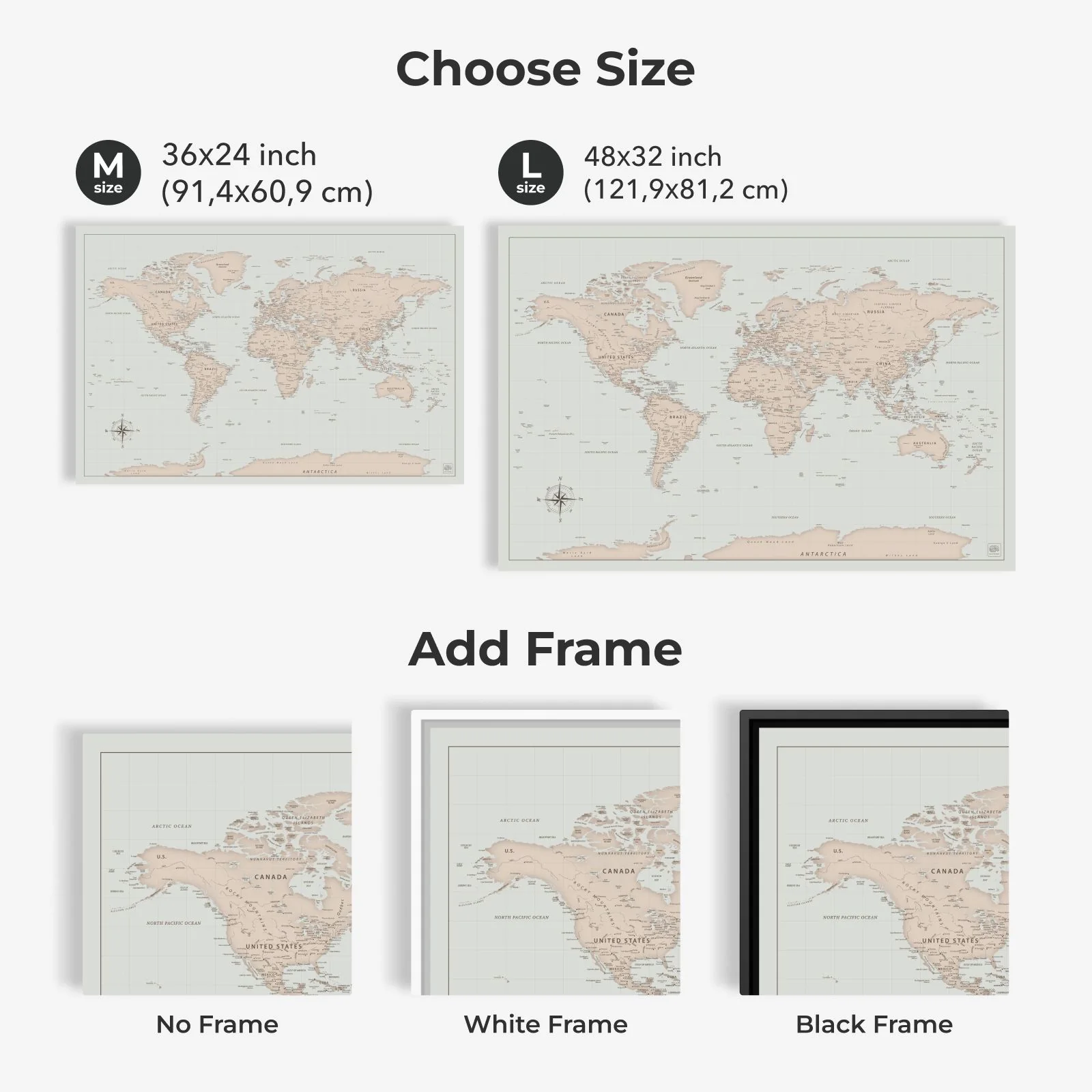 World Map on Canvas - Antique - Image 12