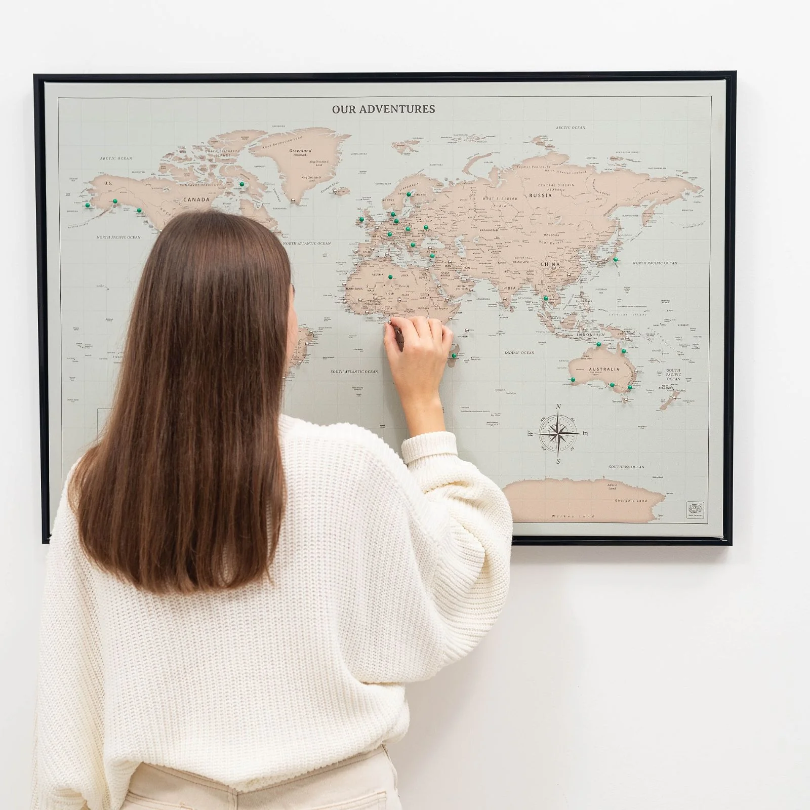 World Map on Canvas - Antique - Image 4