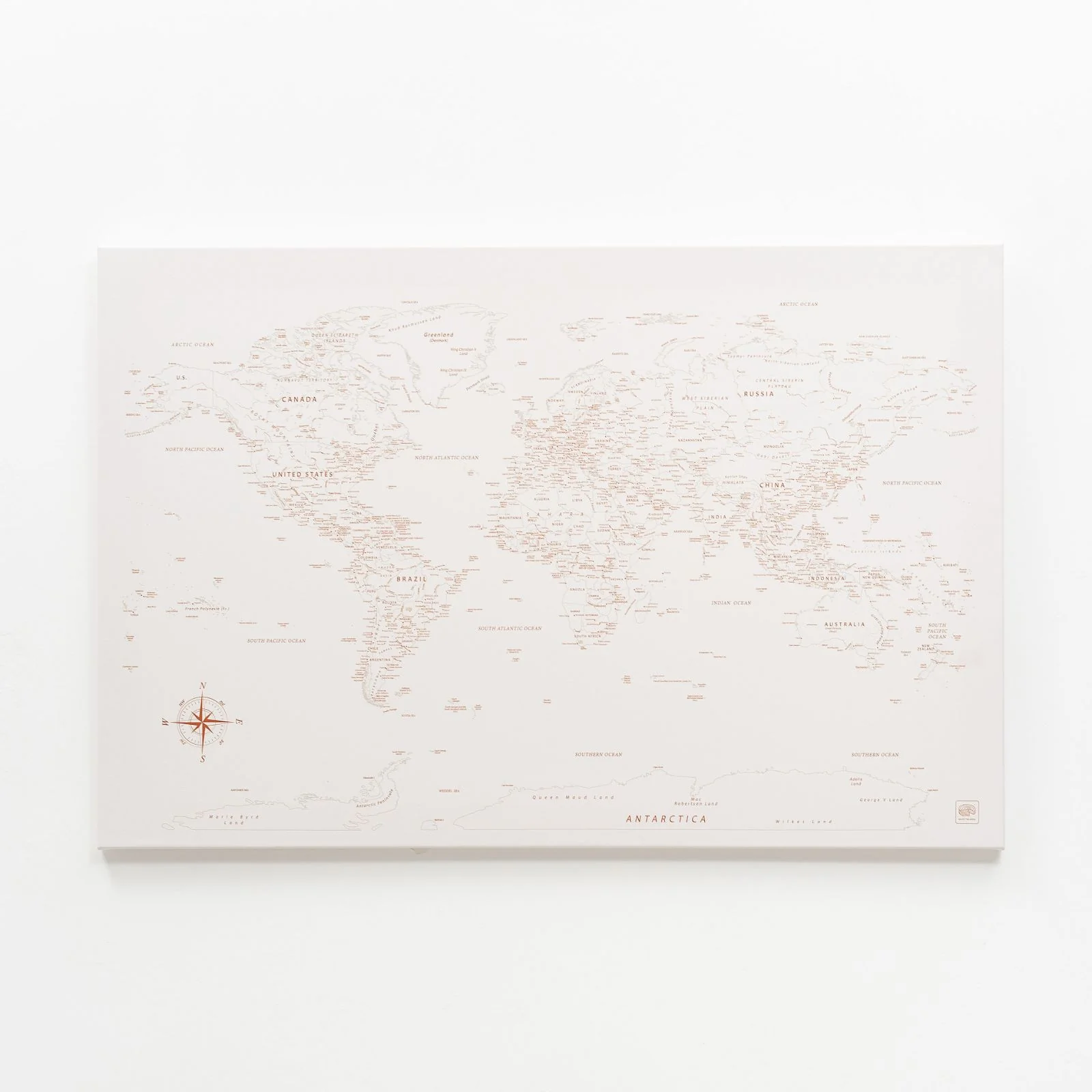 World Map on Canvas - Beige - Image 10