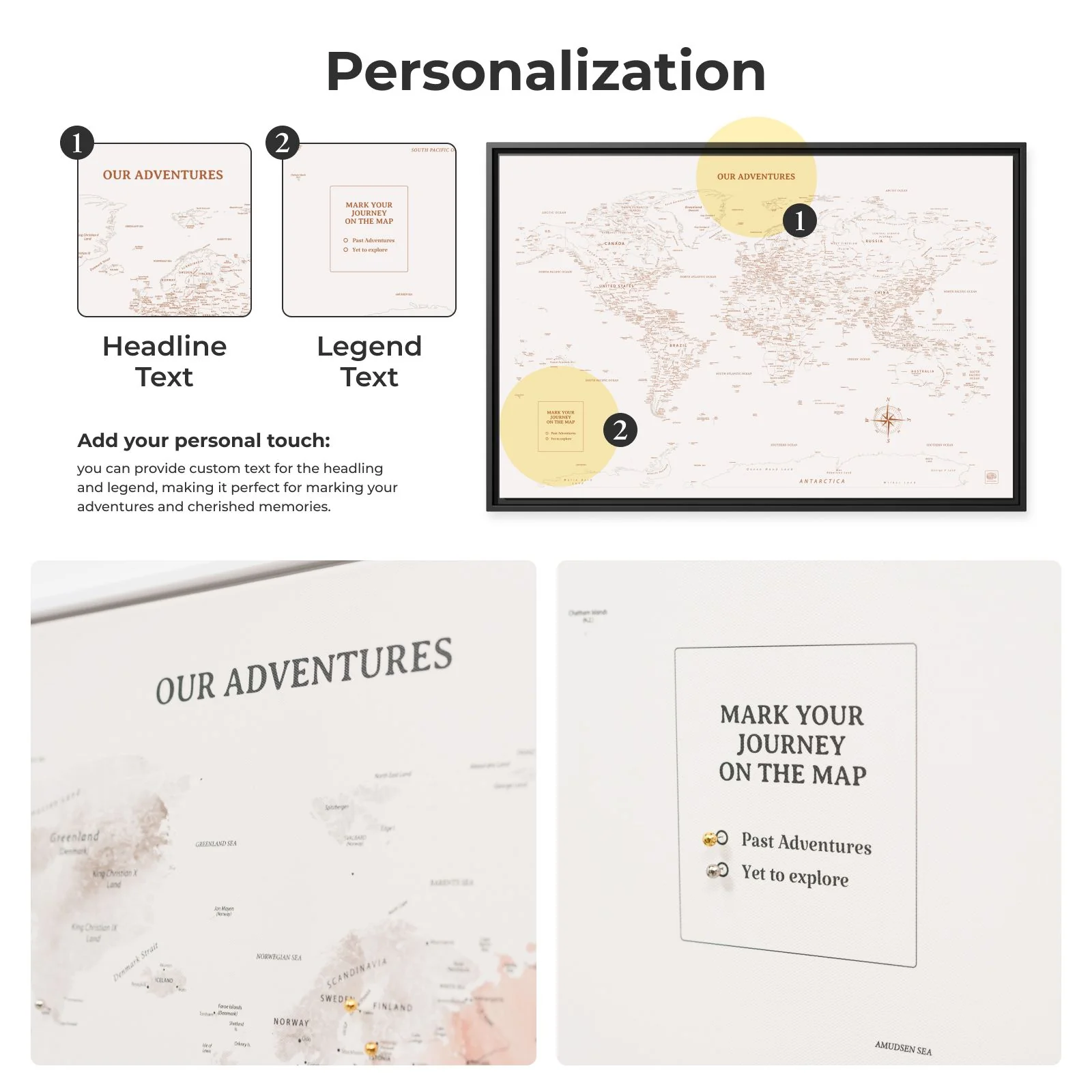 World Map on Canvas - Beige - Image 13