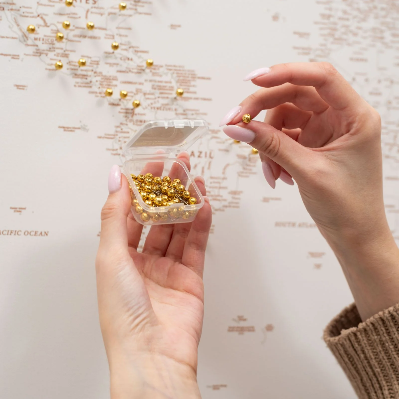 World Map on Canvas - Beige - Image 4