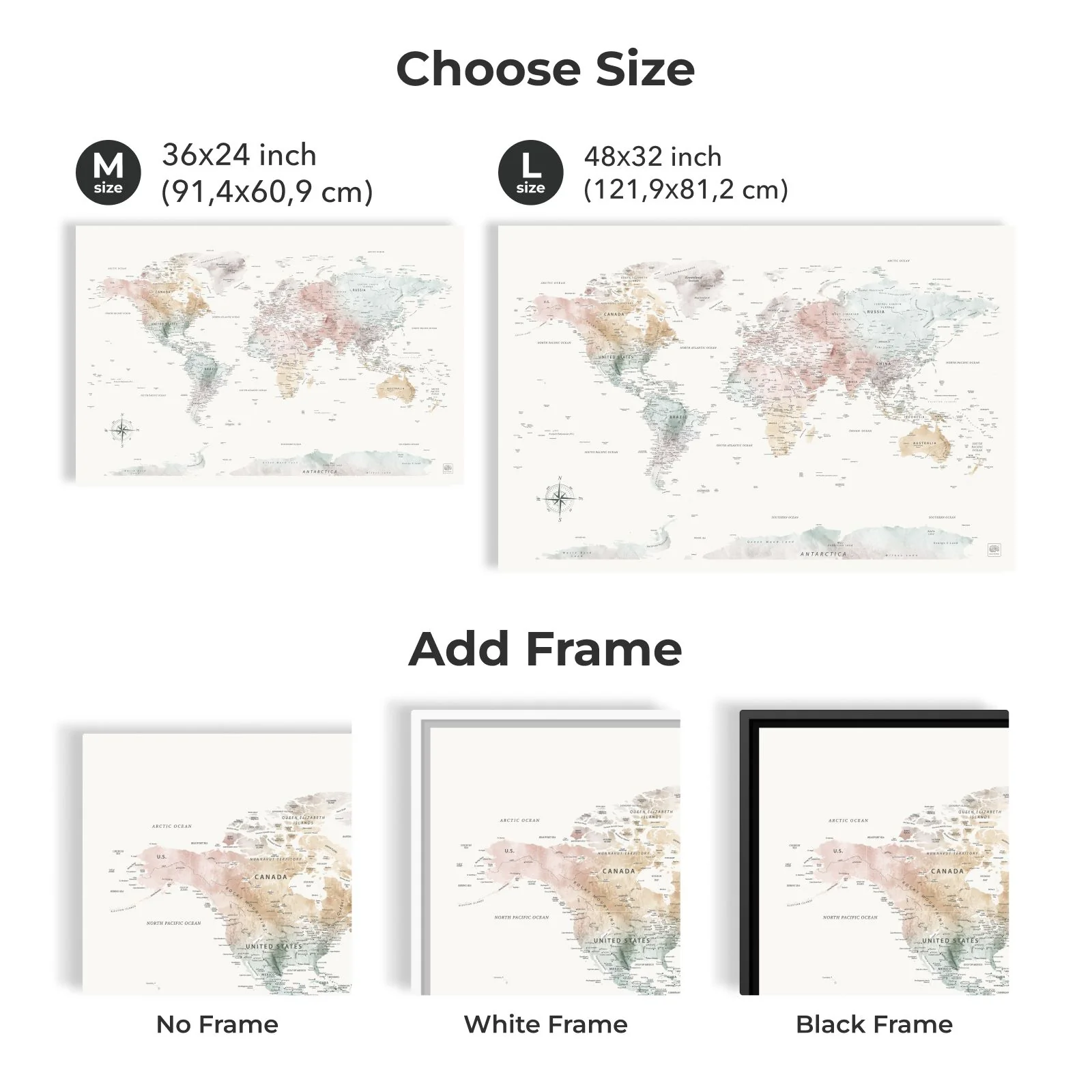 World Map on Canvas - Colorful - Image 13