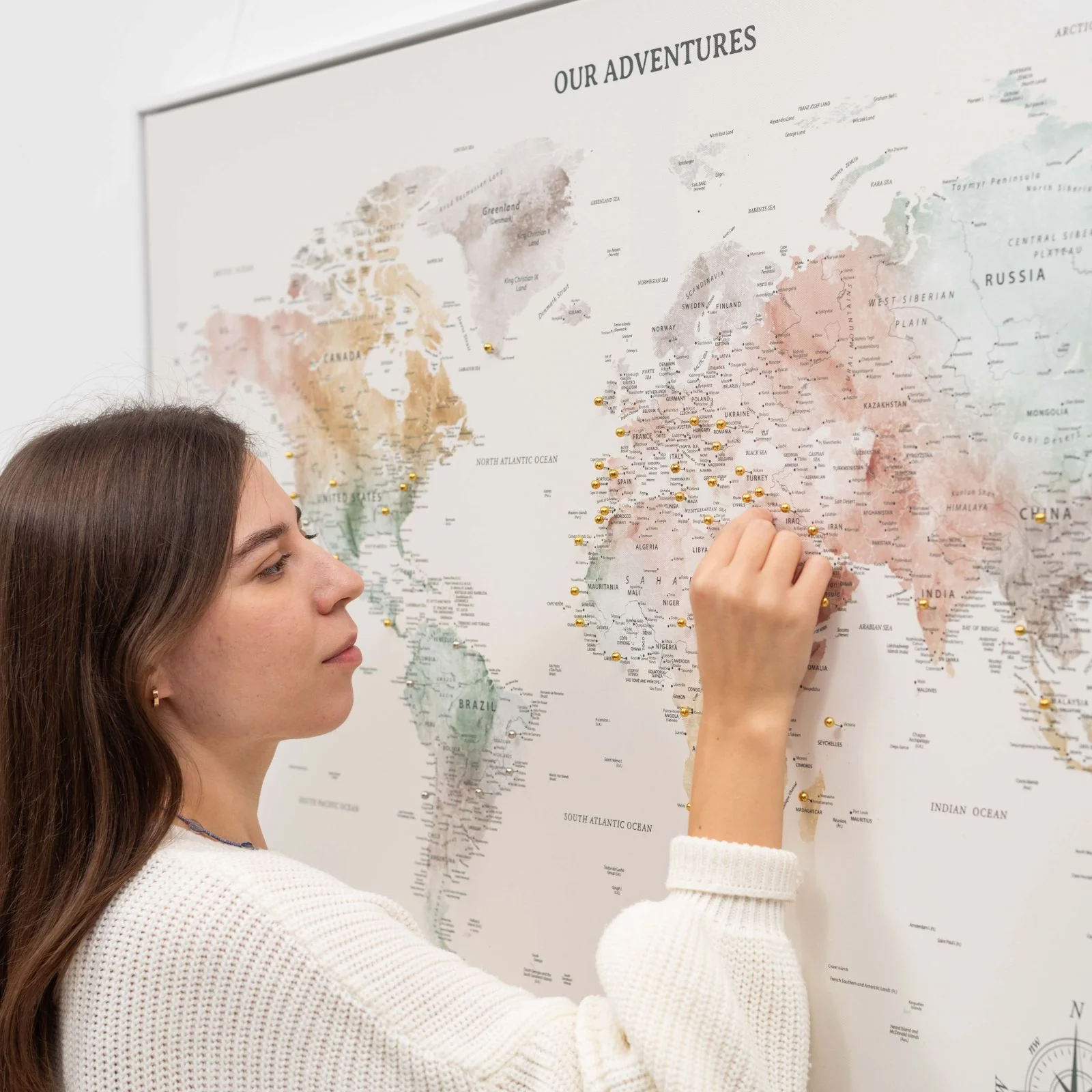 World Map on Canvas - Colorful - Image 3