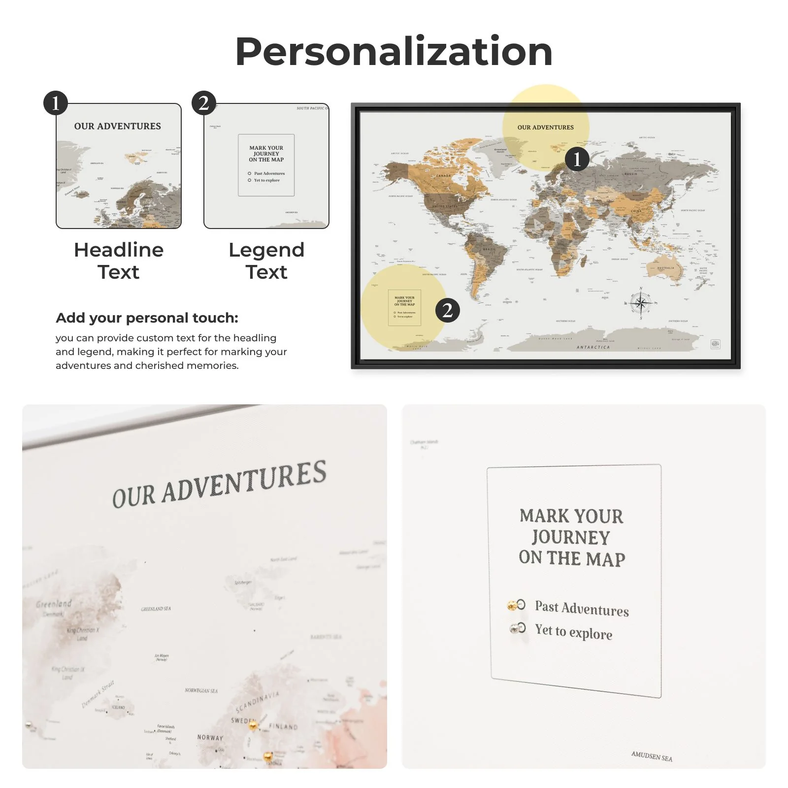 World Map on Canvas - Desert - Image 12