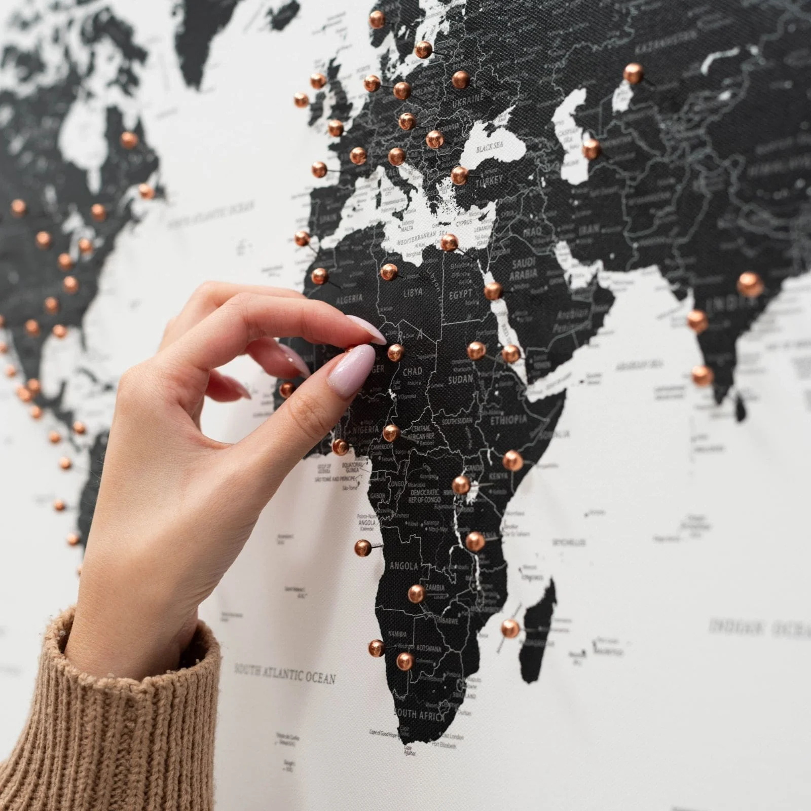 World Map on Canvas - Onyx - Image 6