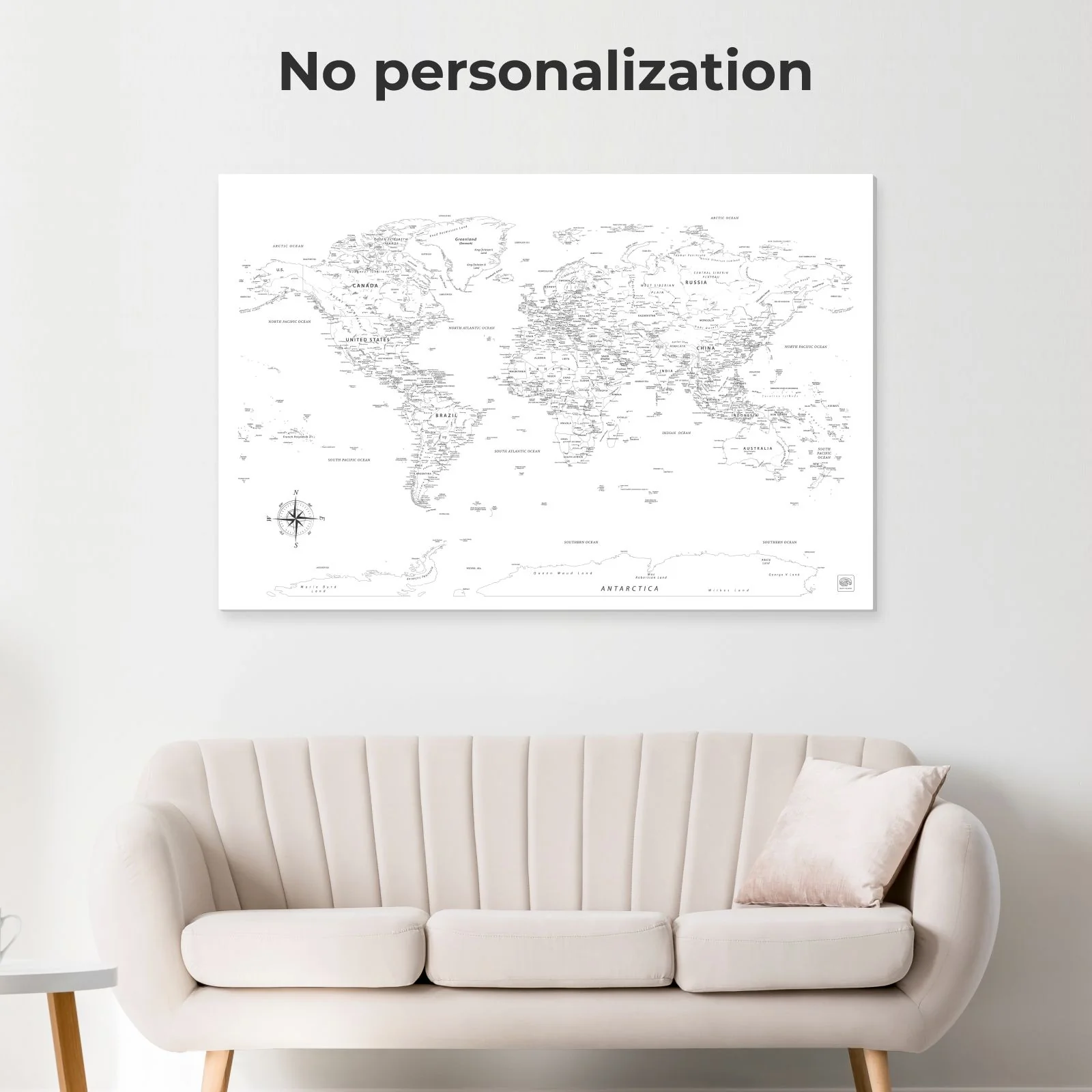 World Map on Canvas - White - Image 11