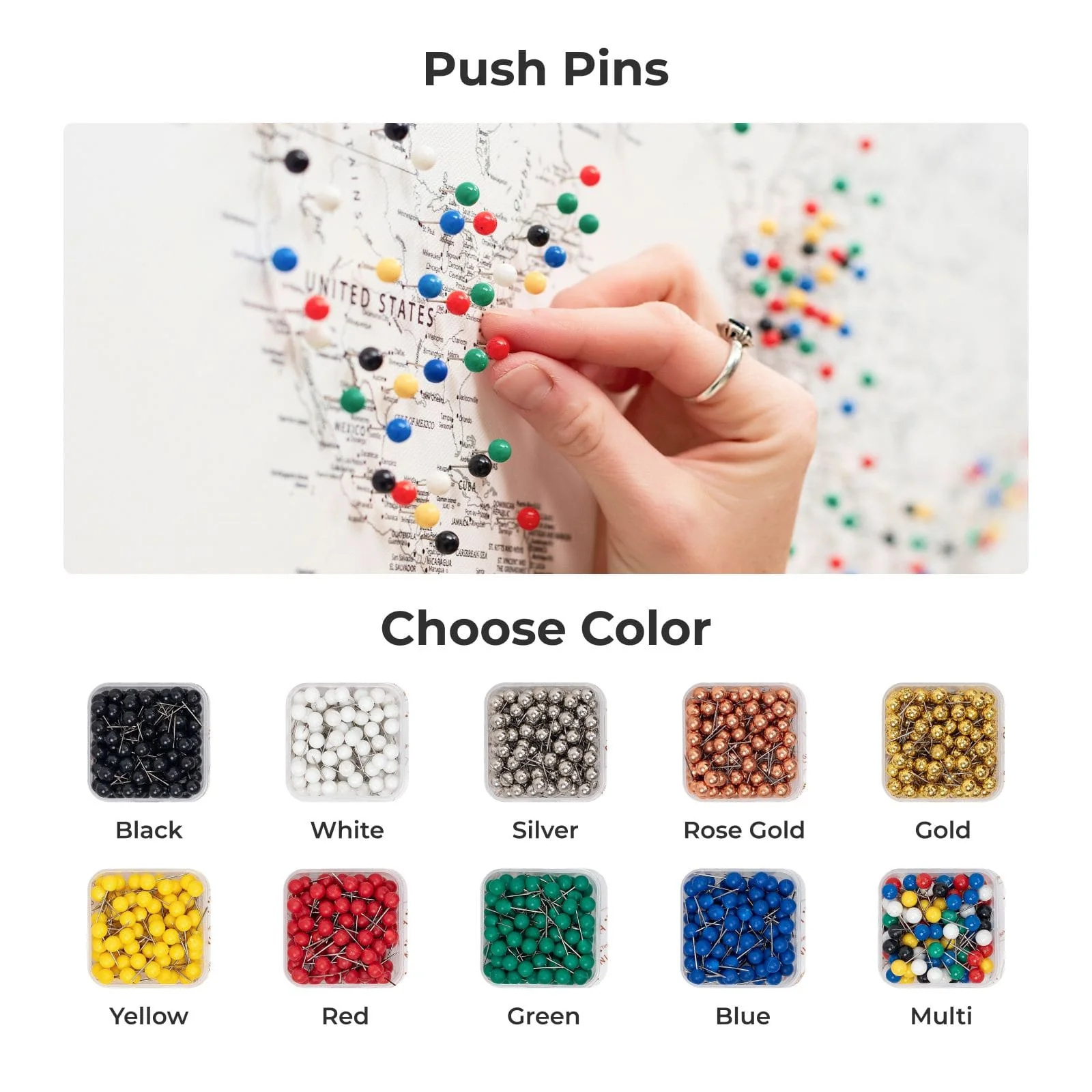 World Map on Canvas - White - Image 13