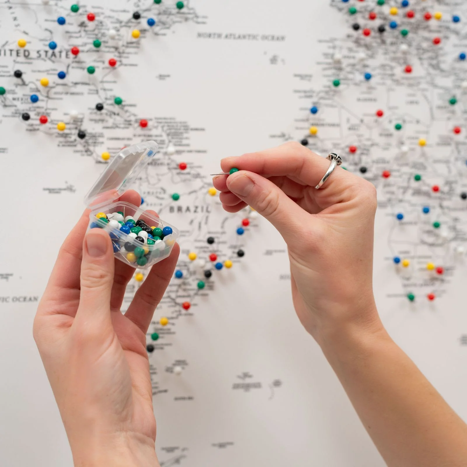 World Map on Canvas - White - Image 4