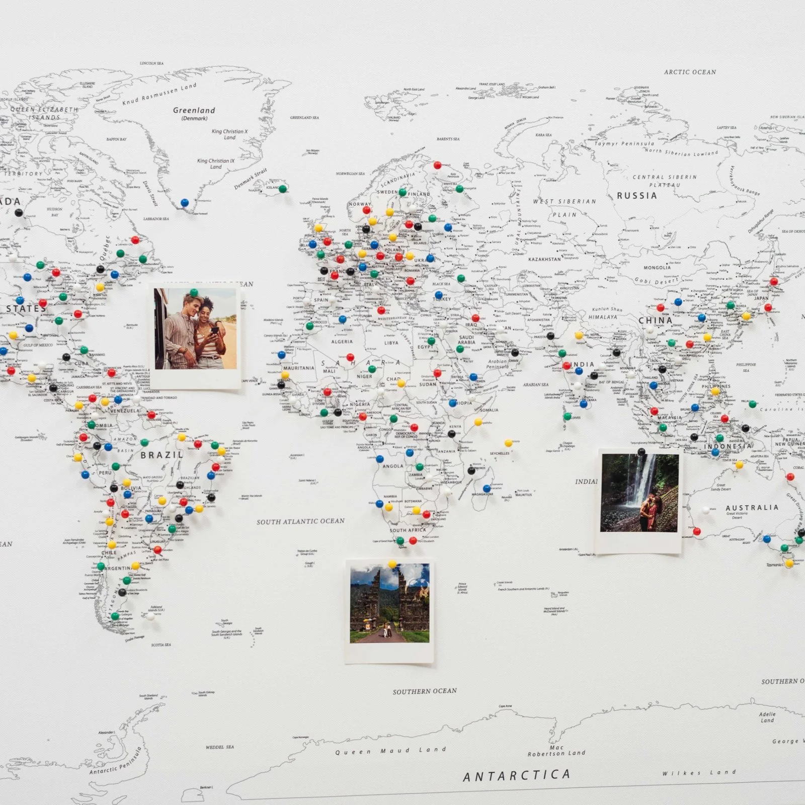 World Map on Canvas - White - Image 5