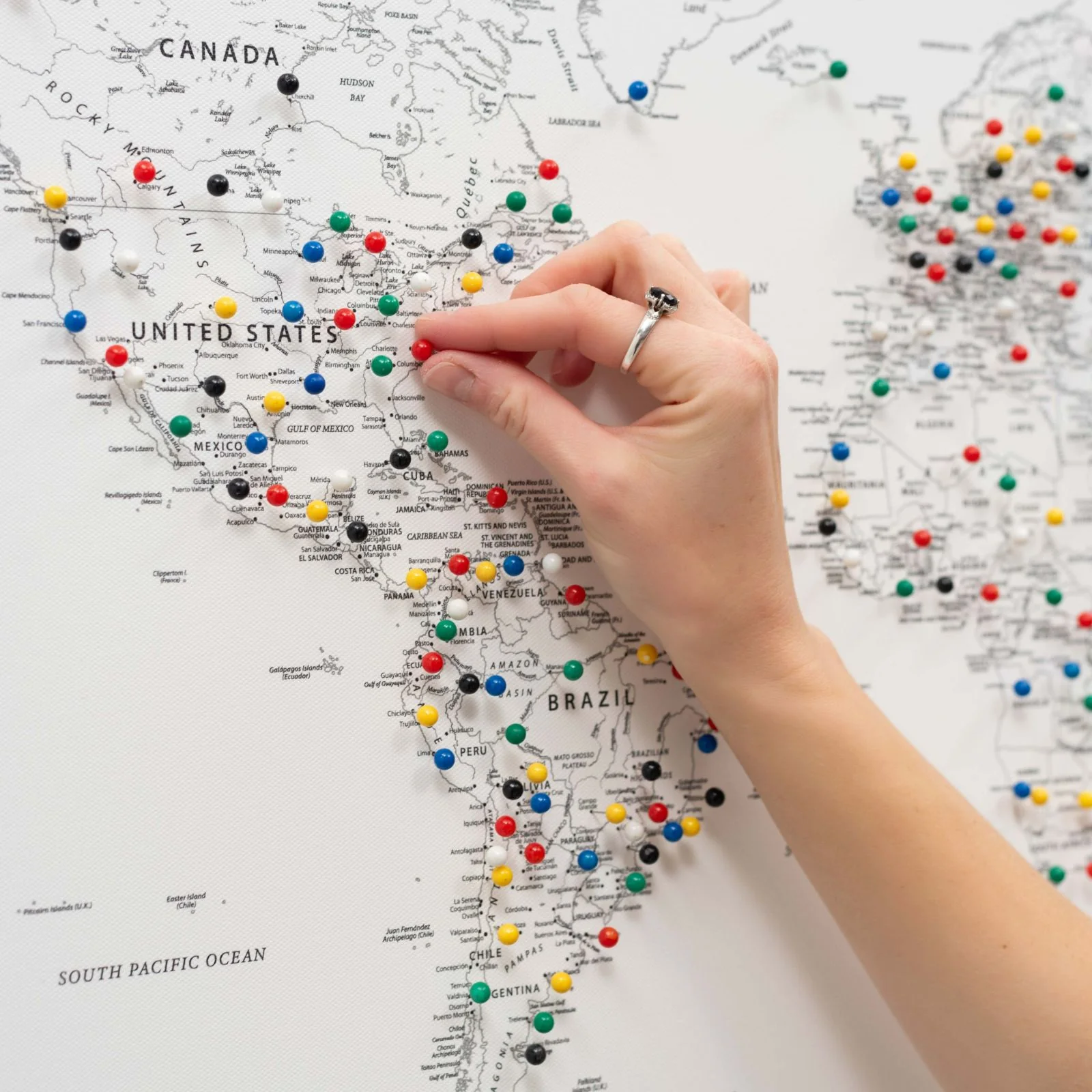 World Map on Canvas - White - Image 8